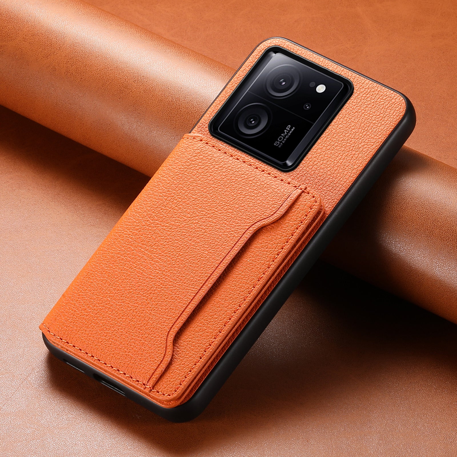 For Xiaomi 13T / 13T Pro / Redmi K60 Ultra Kickstand Case Card Slots Calf Texture Phone Protector