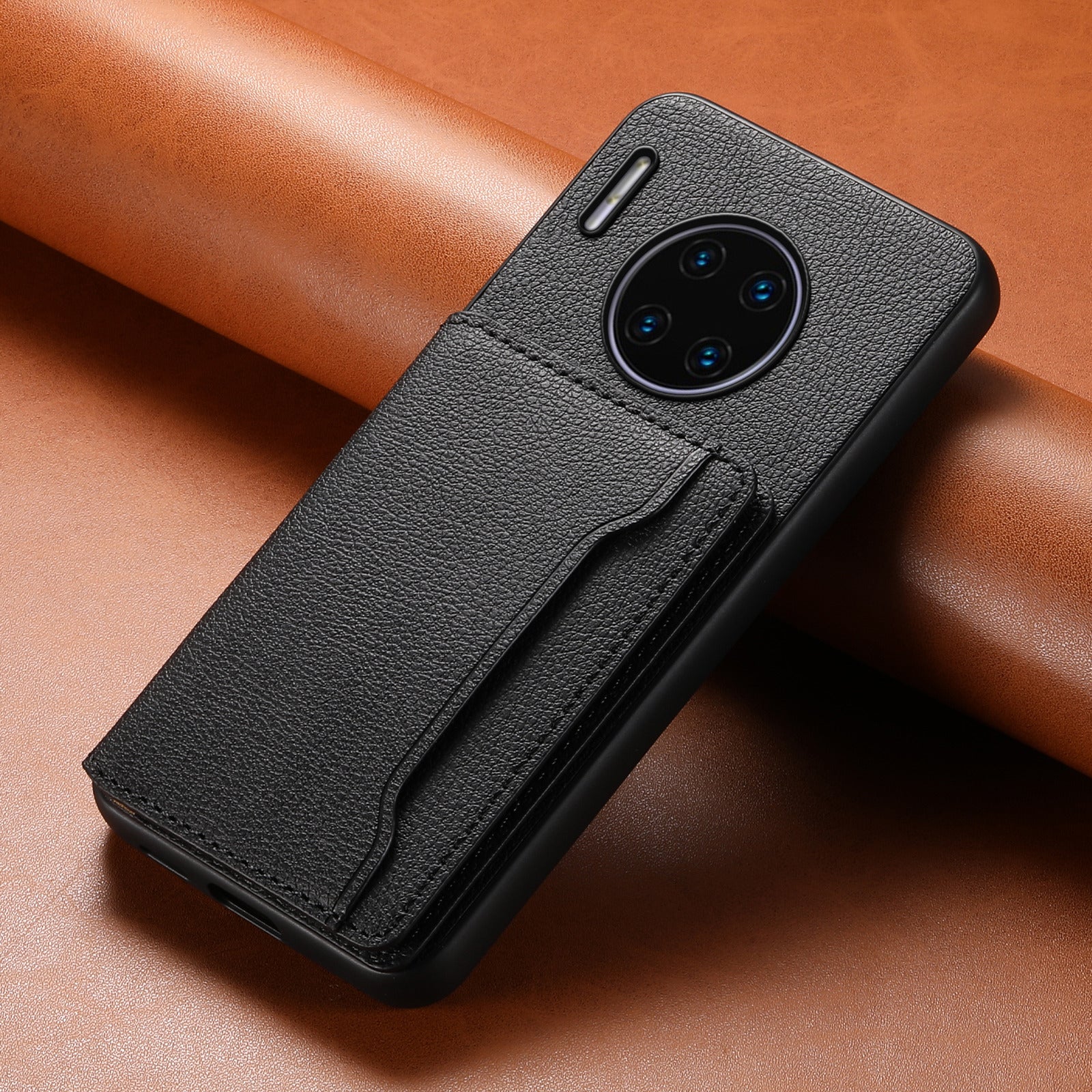For Huawei Mate 30 Pro 4G / 5G Case Card Slots Leather Coated PC+TPU Kickstand Cover
