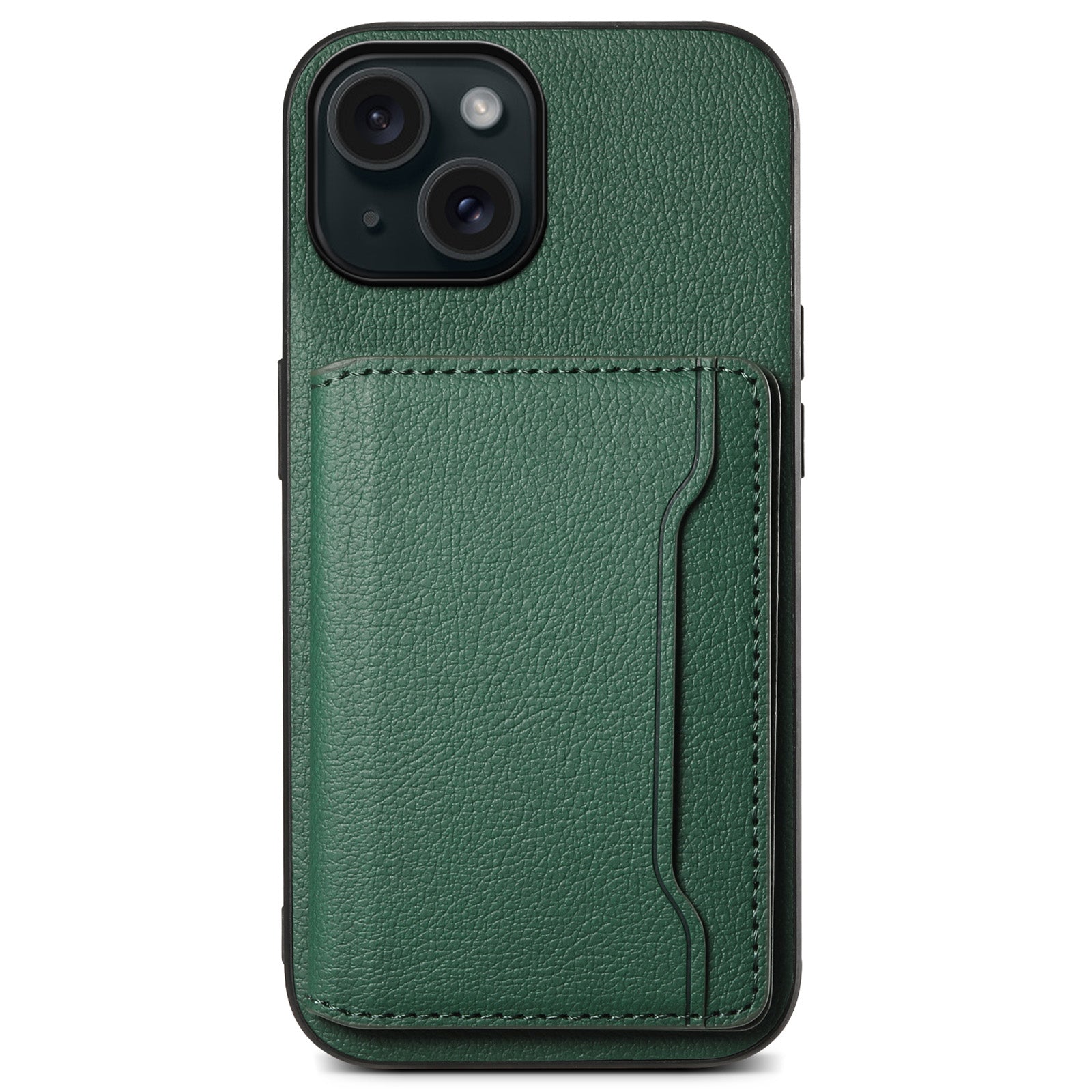 For iPhone 15 Shockproof Case Calf Texture PU Leather Phone Cover