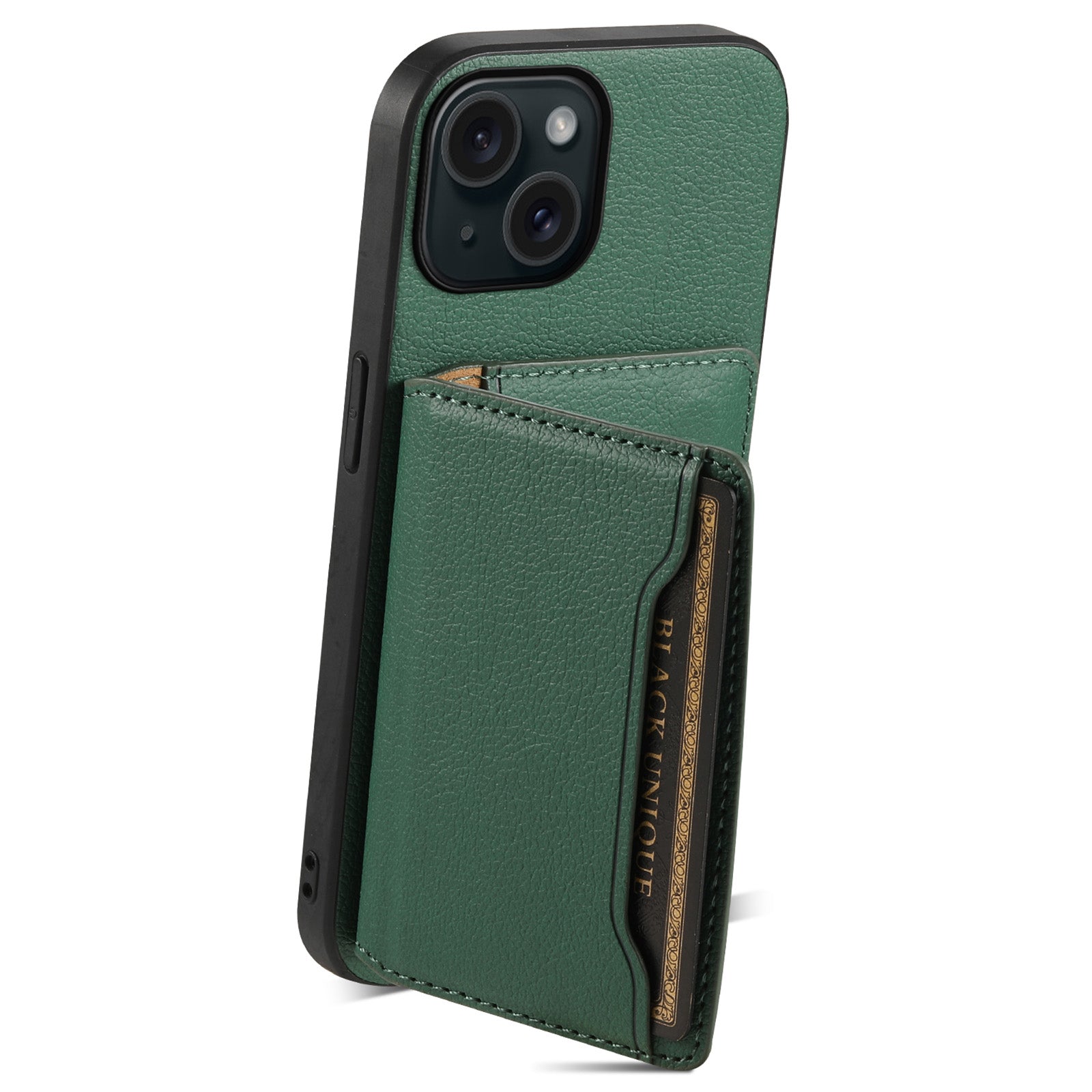 For iPhone 15 Shockproof Case Calf Texture PU Leather Phone Cover