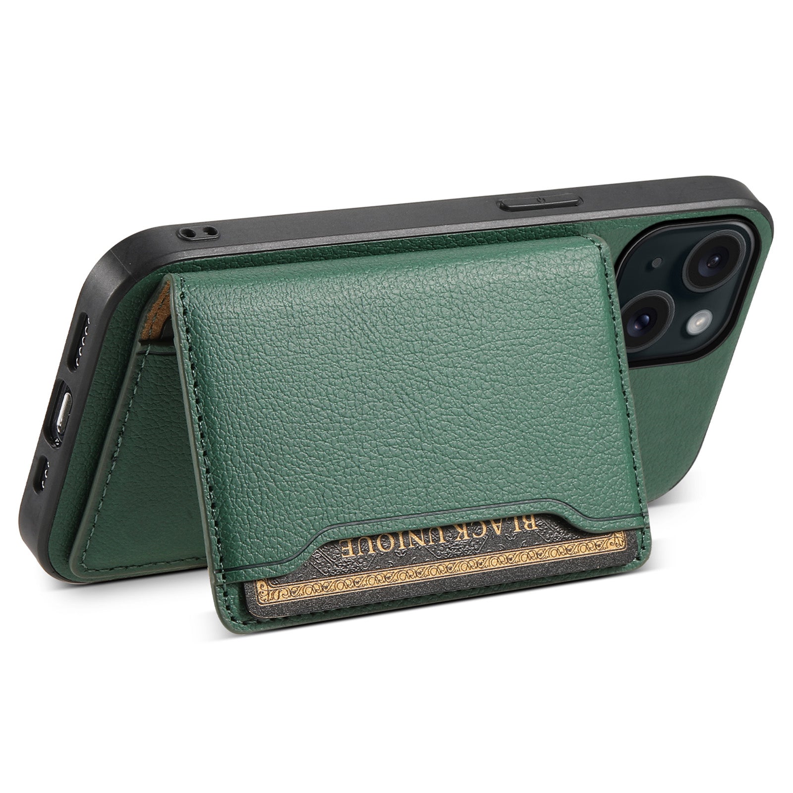 For iPhone 15 Shockproof Case Calf Texture PU Leather Phone Cover