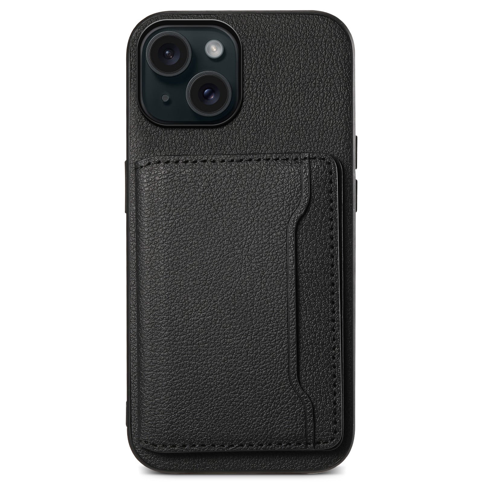 For iPhone 15 Shockproof Case Calf Texture PU Leather Phone Cover