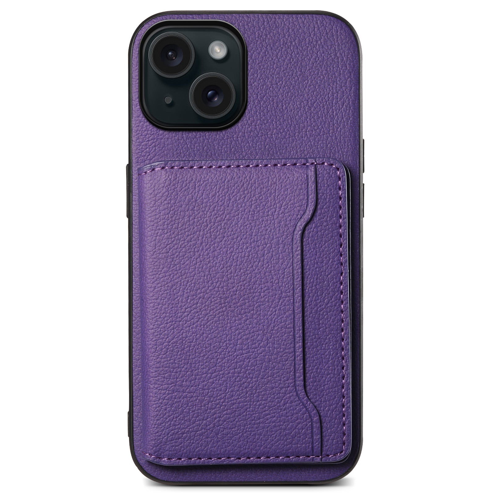 For iPhone 15 Shockproof Case Calf Texture PU Leather Phone Cover