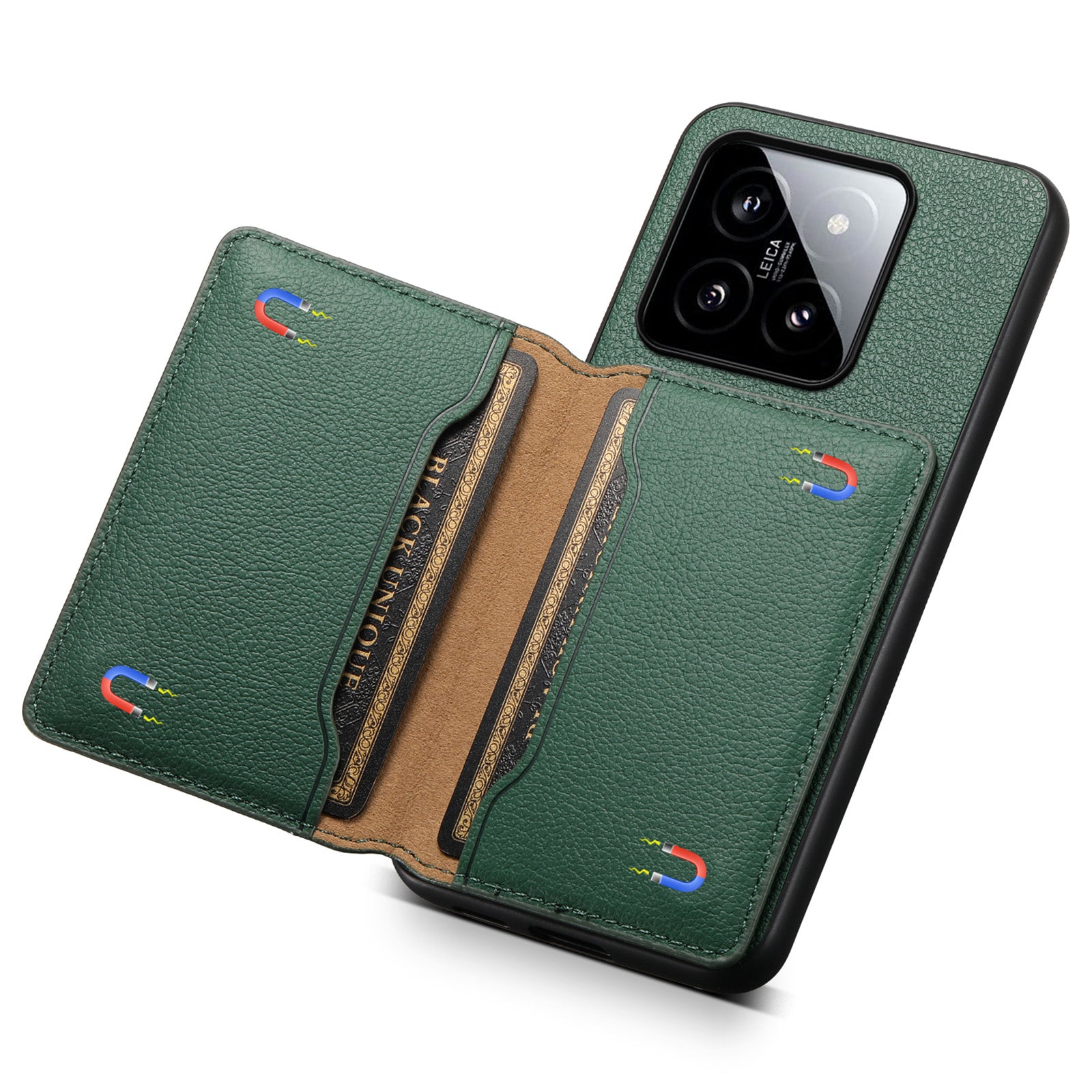 For Xiaomi 14 Case Anti-Scratch Calf Texture Kickstand Phone Cover