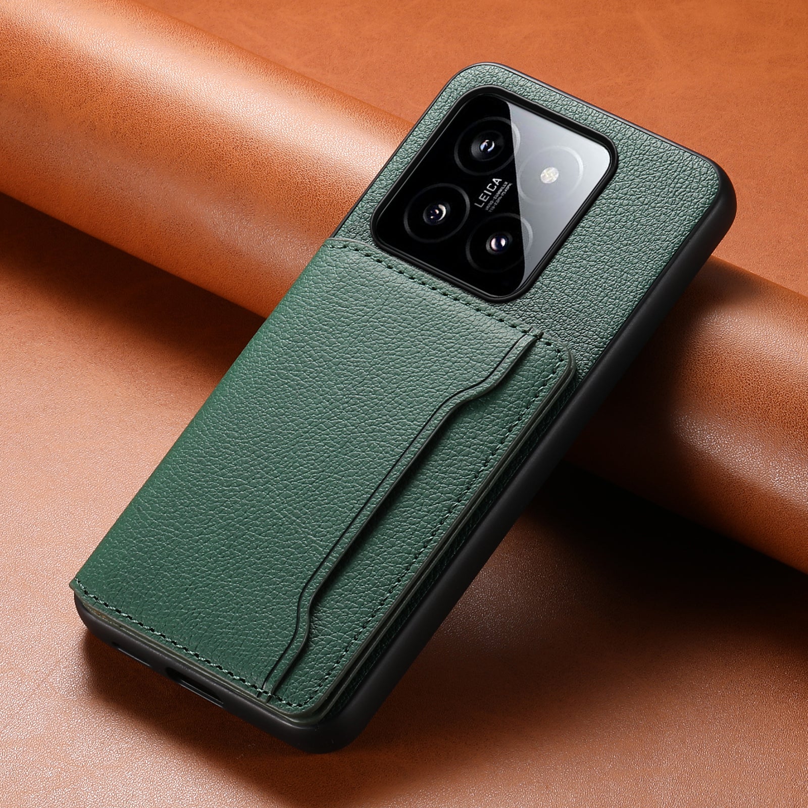 For Xiaomi 14 Case Anti-Scratch Calf Texture Kickstand Phone Cover