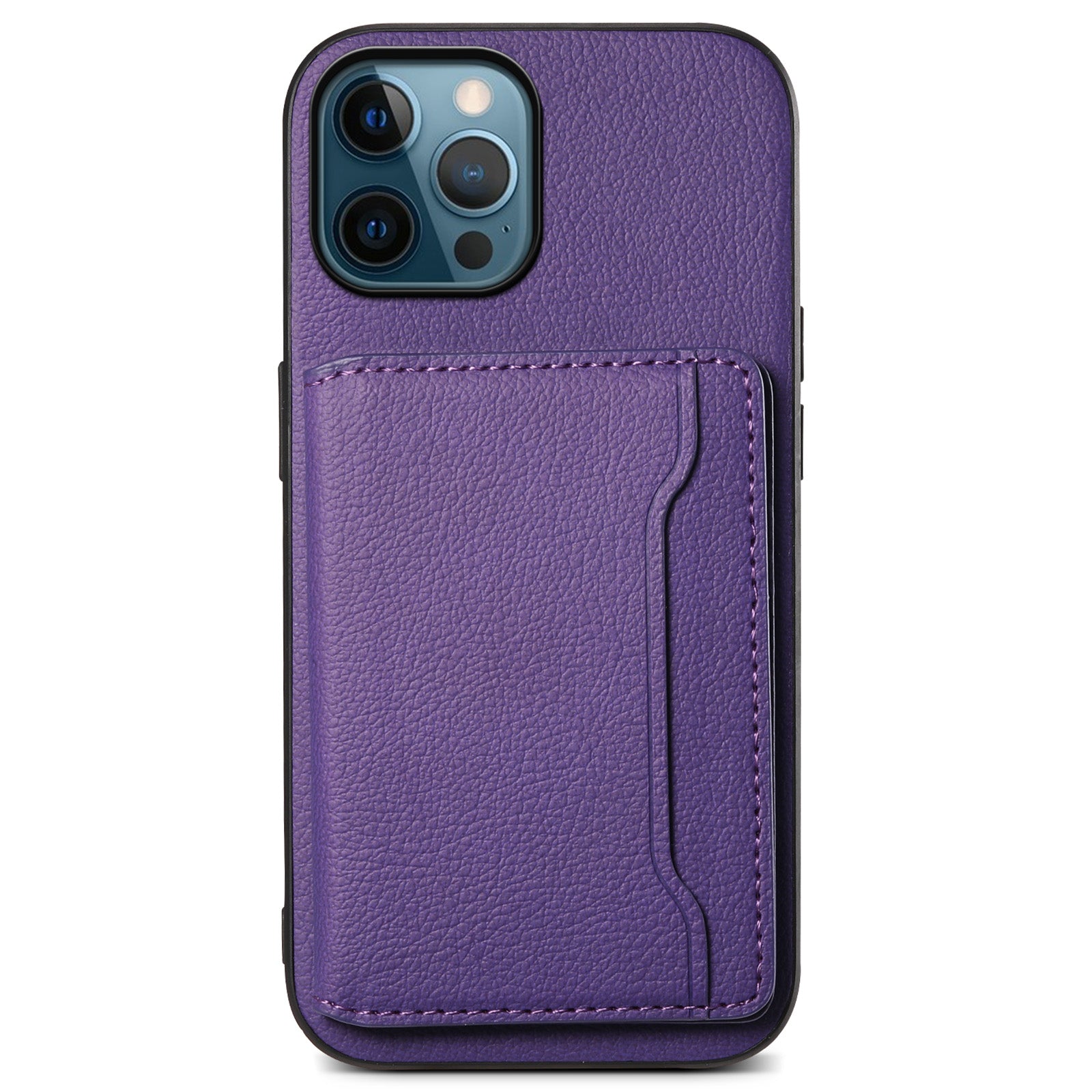 For iPhone 12 Pro Max Kickstand Case Anti-Drop Calf Texture PU+ PC+TPU Phone Cover