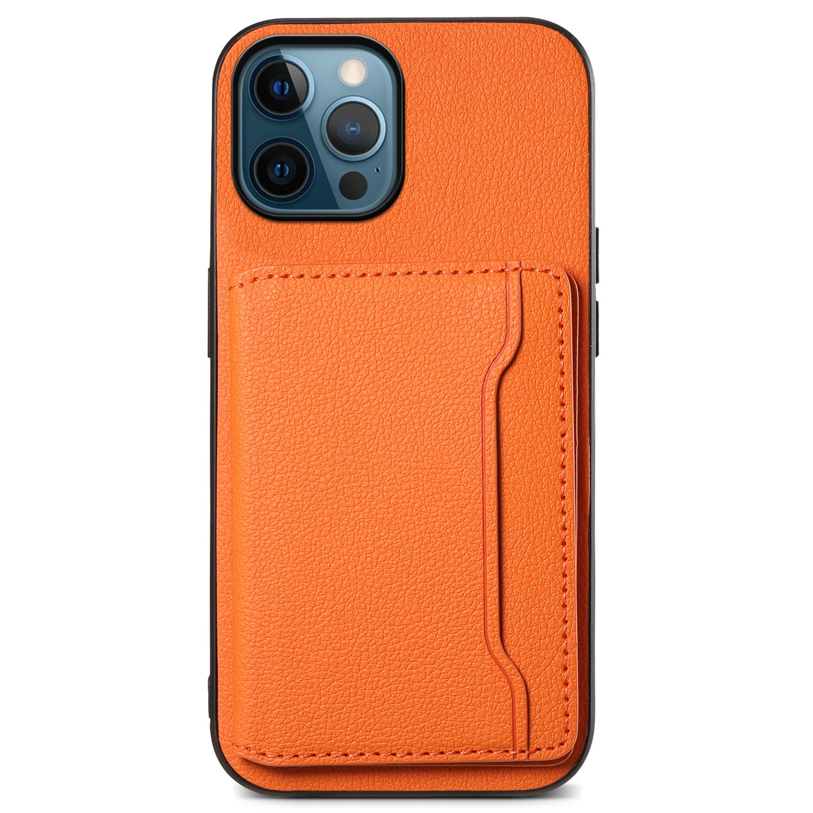 For iPhone 12 Pro Max Kickstand Case Anti-Drop Calf Texture PU+ PC+TPU Phone Cover