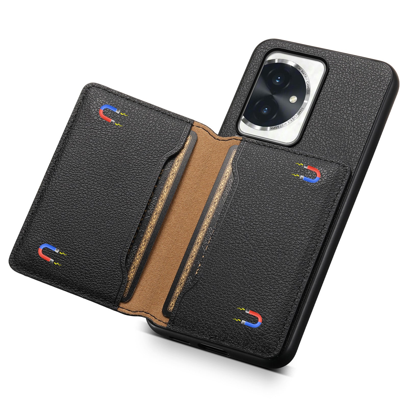 For Honor 100 5G Case Kickstand Calf Texture PU Hybrid Phone Cover