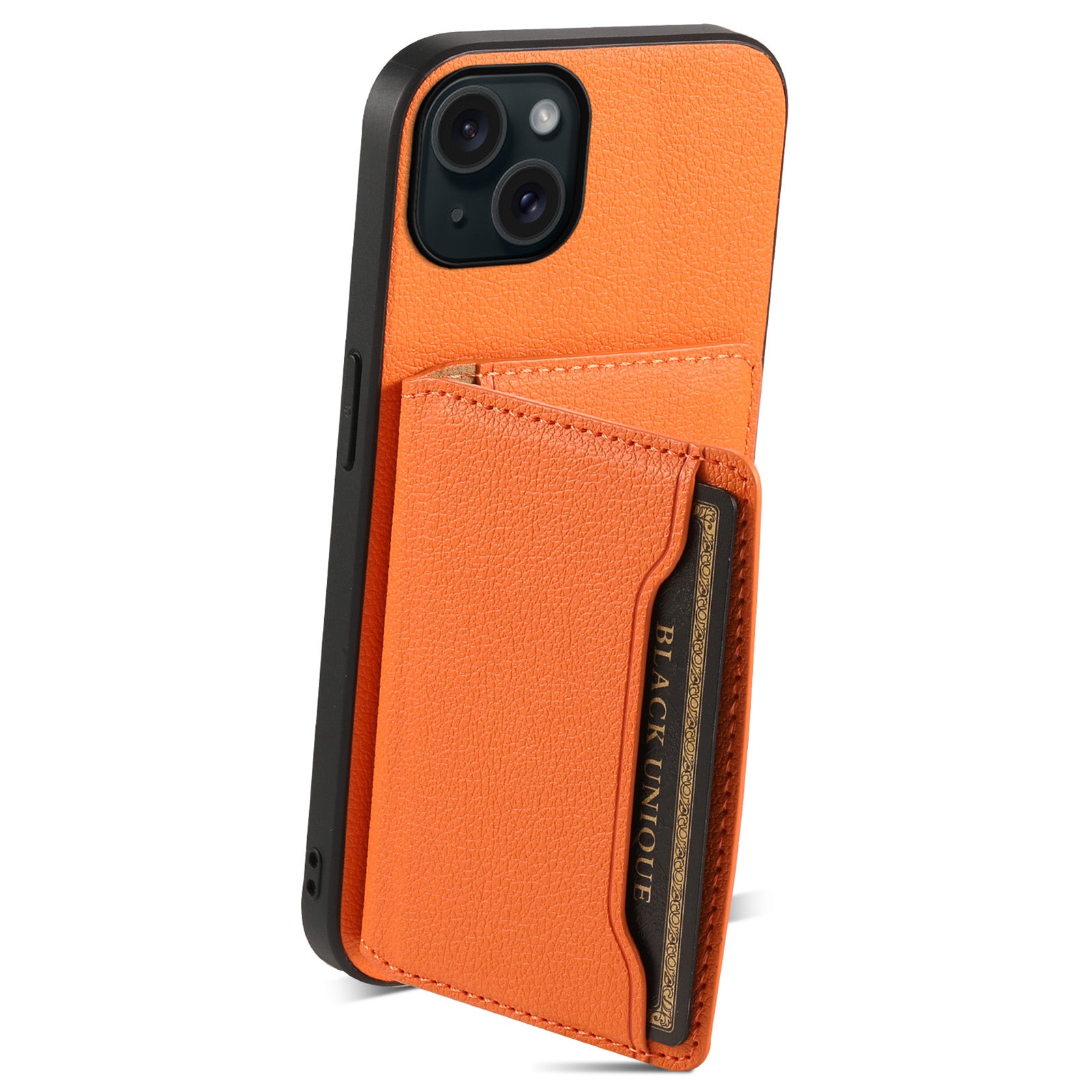 For iPhone 15 Plus Case Card Slots PU Leather Calf Texture Phone Protector