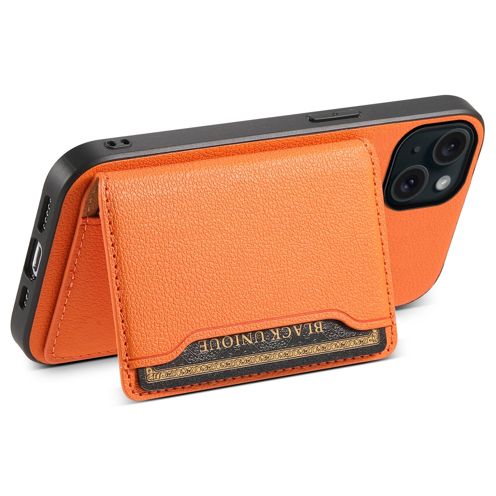 For iPhone 15 Plus Case Card Slots PU Leather Calf Texture Phone Protector