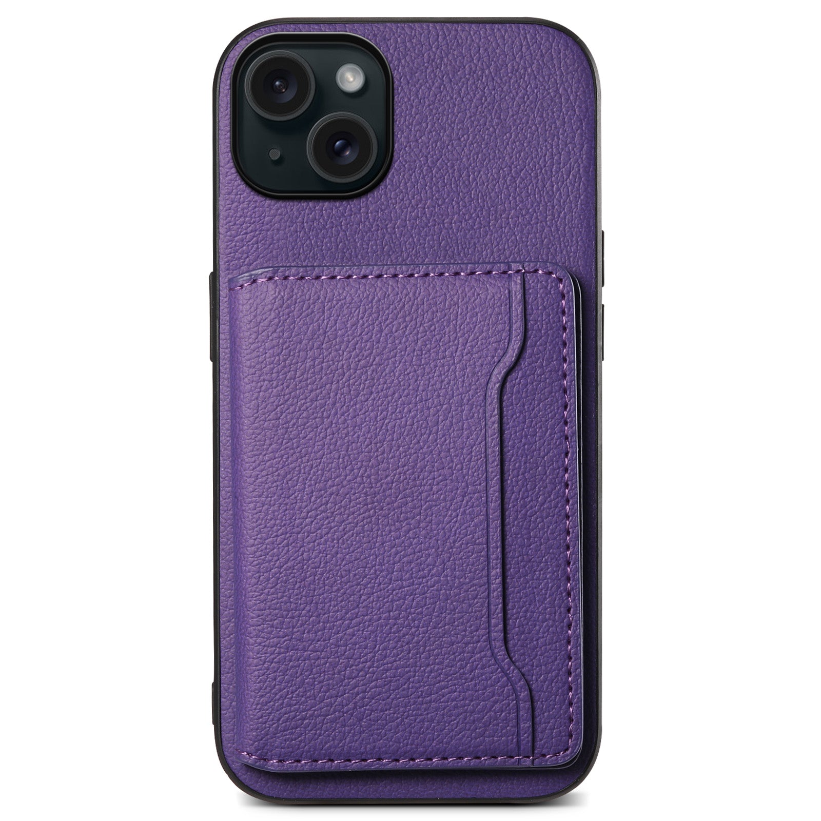 For iPhone 15 Plus Case Card Slots PU Leather Calf Texture Phone Protector