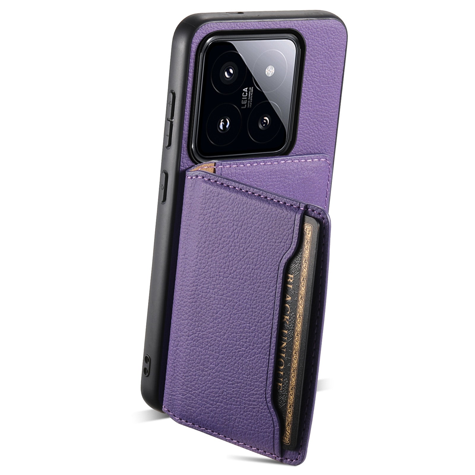 For Xiaomi 14 Pro Case with Card Holder PU Leather Calf Texture Phone Back Cover