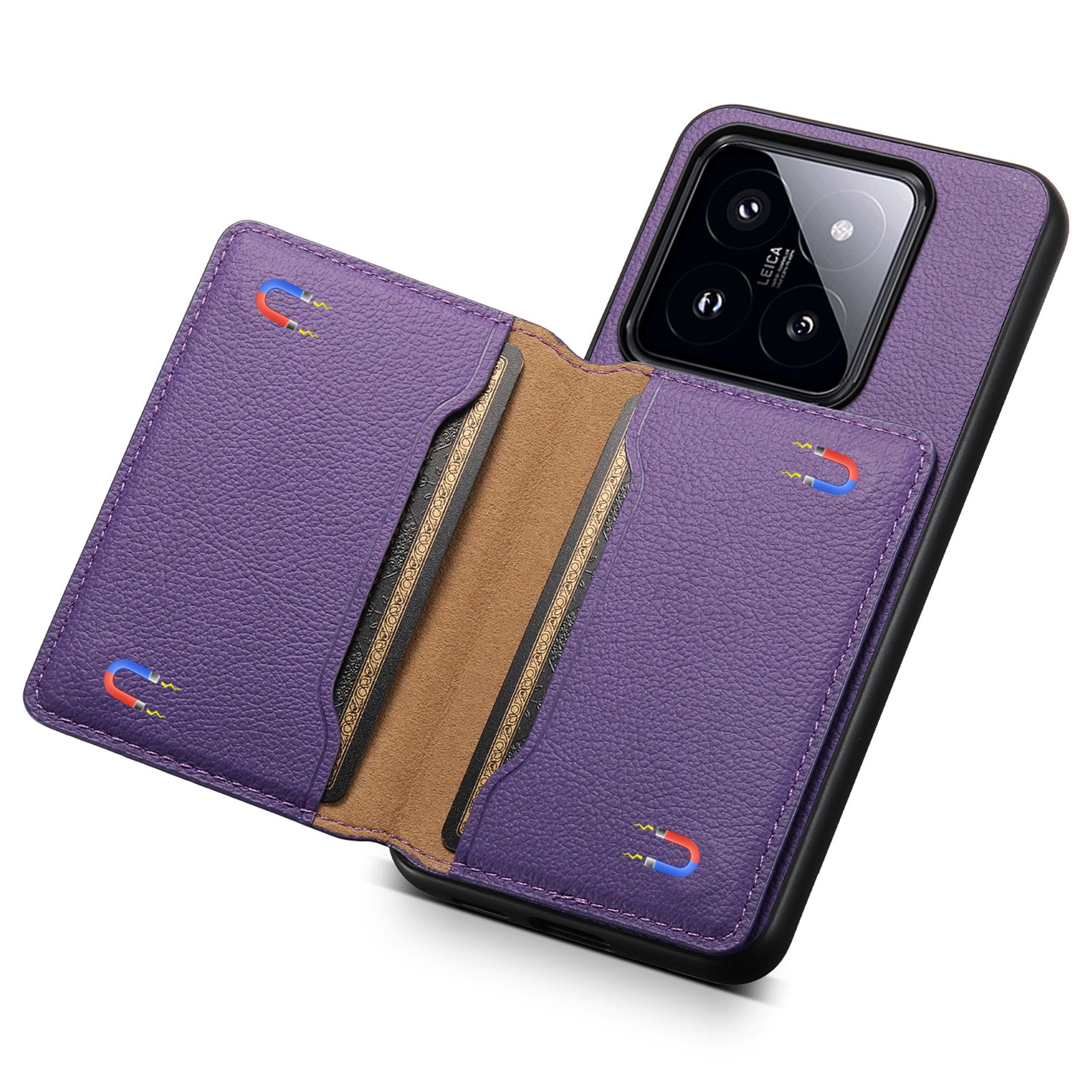 For Xiaomi 14 Pro Case with Card Holder PU Leather Calf Texture Phone Back Cover