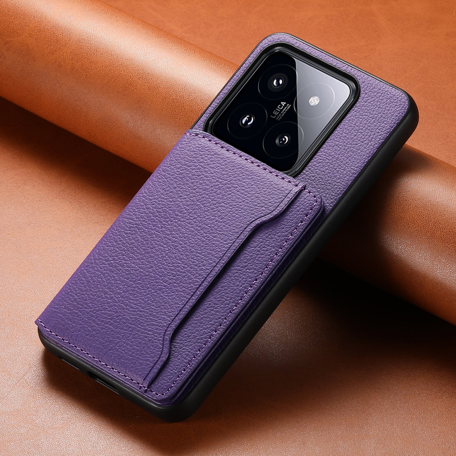 For Xiaomi 14 Pro Case with Card Holder PU Leather Calf Texture Phone Back Cover