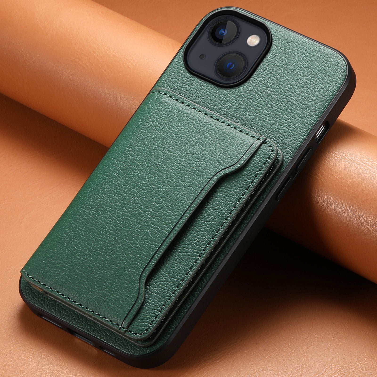 For iPhone 13 Case Card Holder Slots Kickstand PU Leather Phone Back Cover