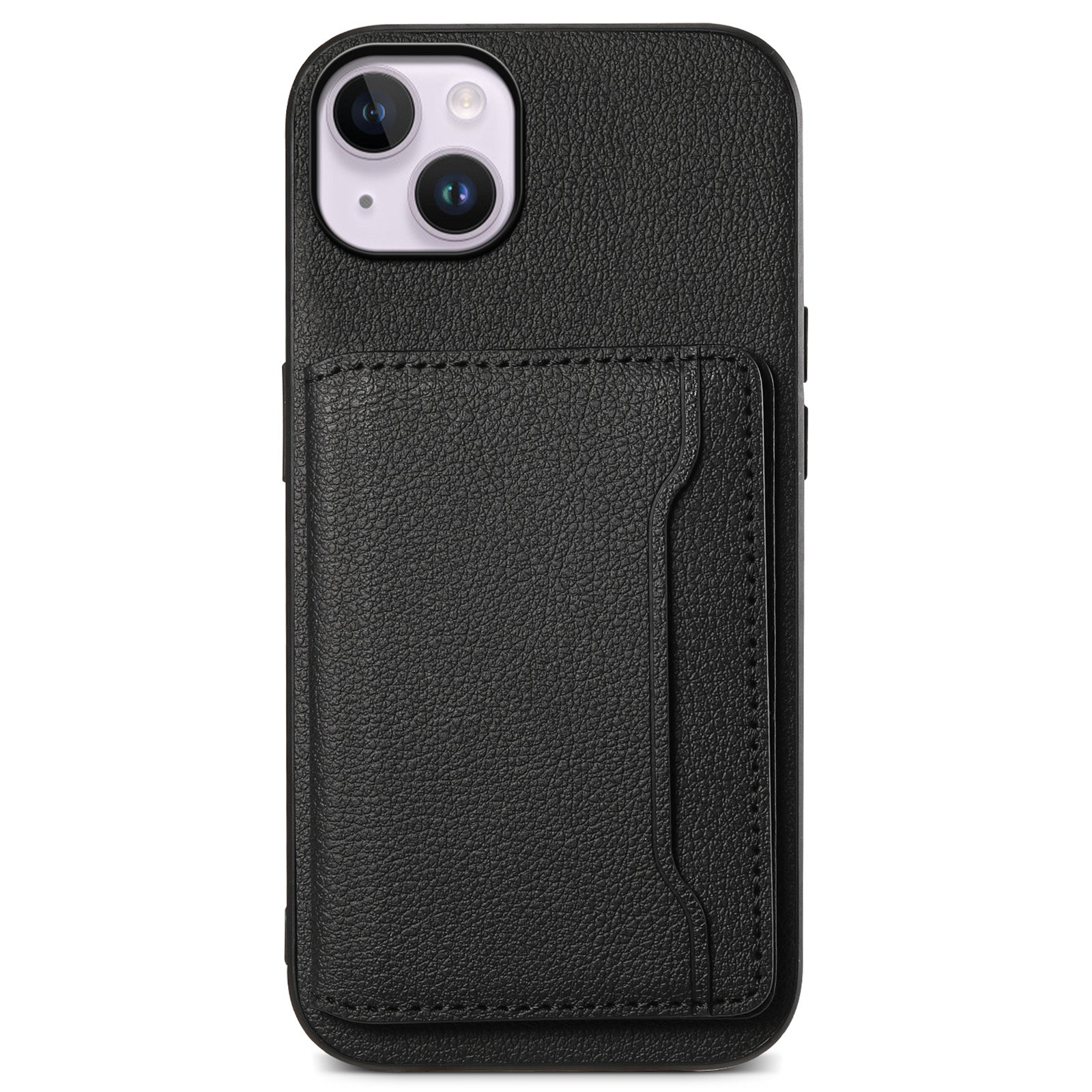 For iPhone 14 Plus Card Slot Case Calf Texture PU Hybrid Kickstand Phone Cover