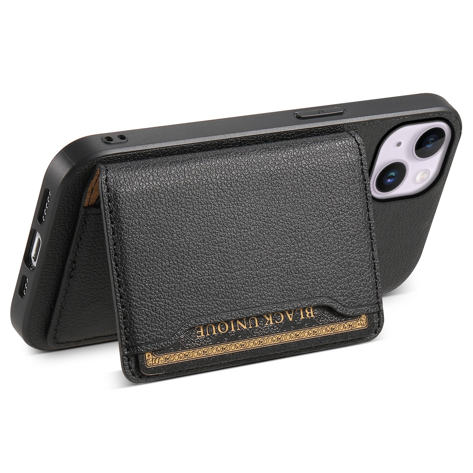 For iPhone 14 Plus Card Slot Case Calf Texture PU Hybrid Kickstand Phone Cover