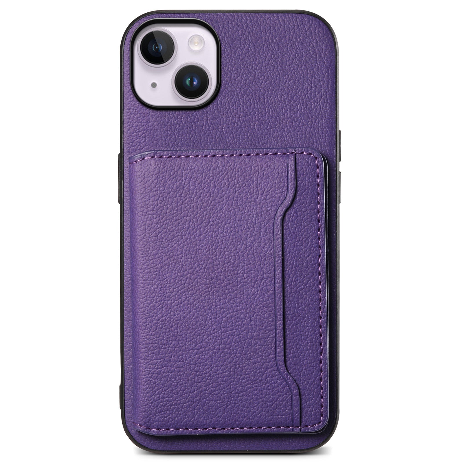 For iPhone 14 Plus Card Slot Case Calf Texture PU Hybrid Kickstand Phone Cover