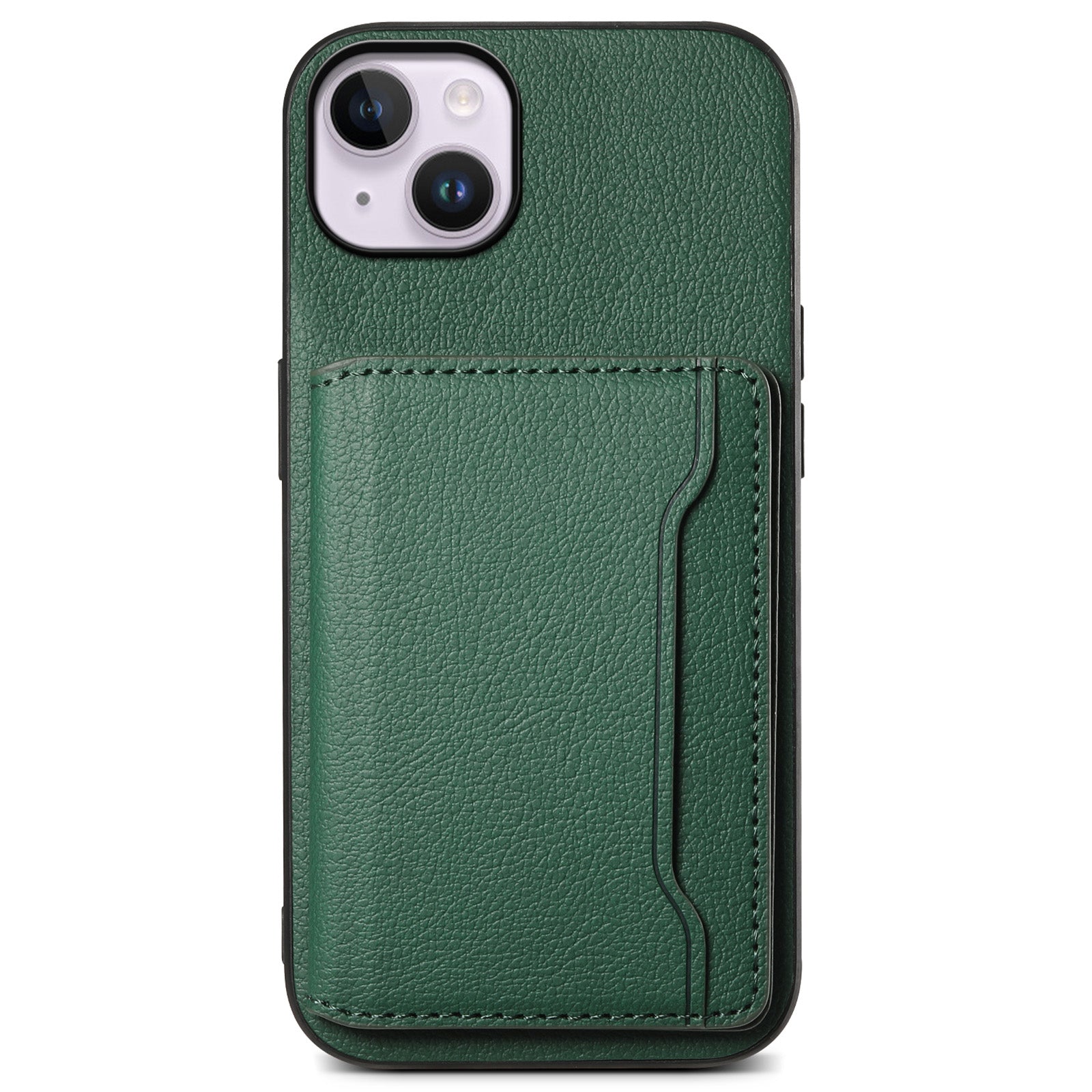 For iPhone 14 Plus Card Slot Case Calf Texture PU Hybrid Kickstand Phone Cover