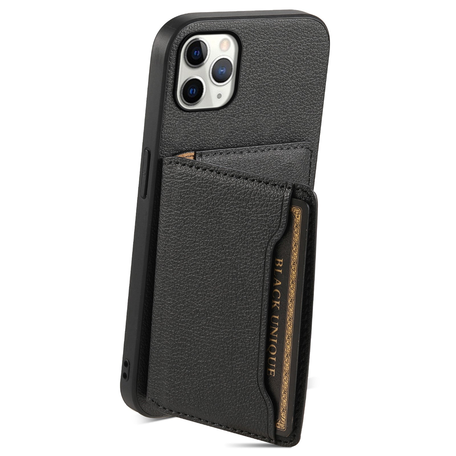 For iPhone 11 Pro Max Kickstand Case Anti-Scratch Calf Texture Cell Phone Cover