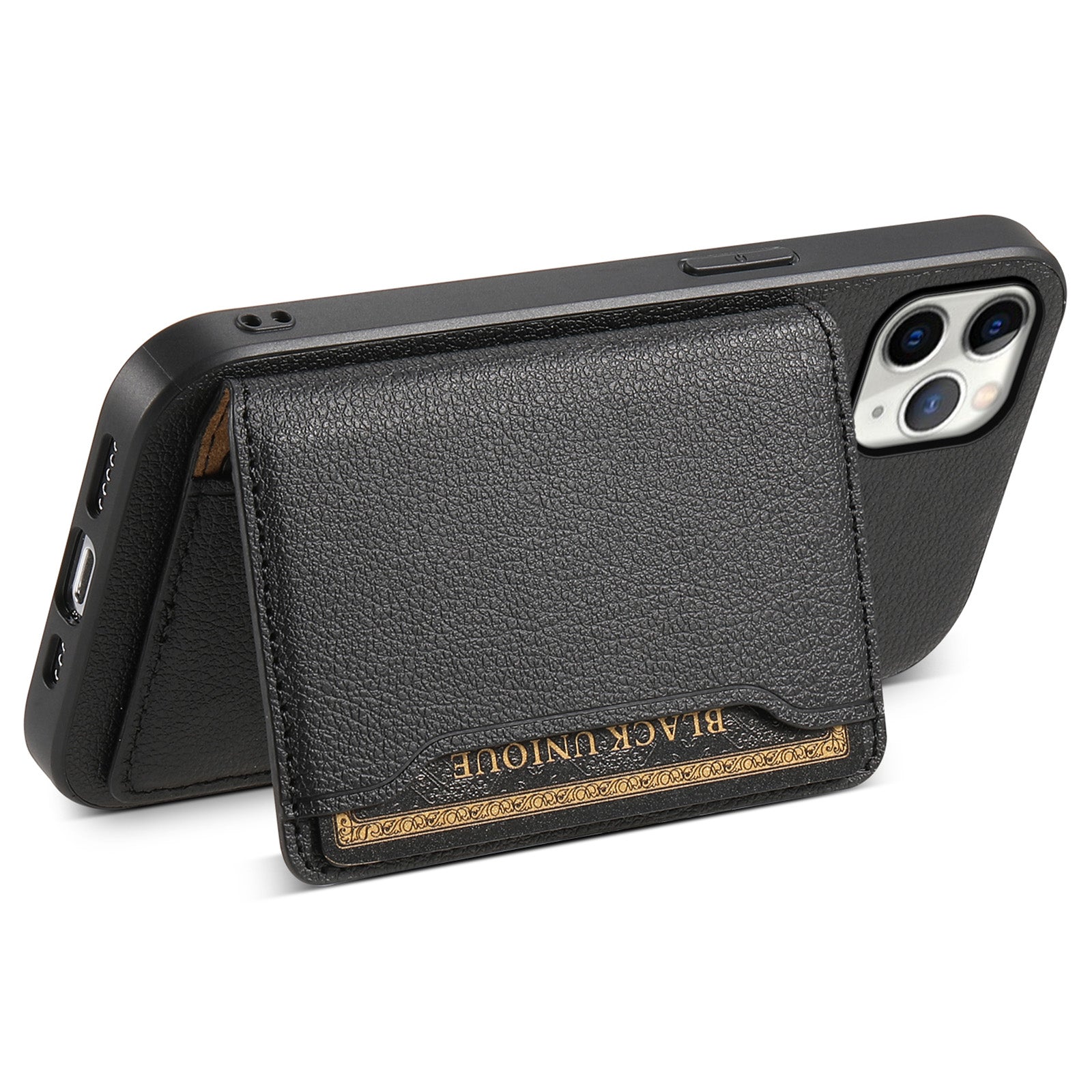 For iPhone 11 Pro Max Kickstand Case Anti-Scratch Calf Texture Cell Phone Cover