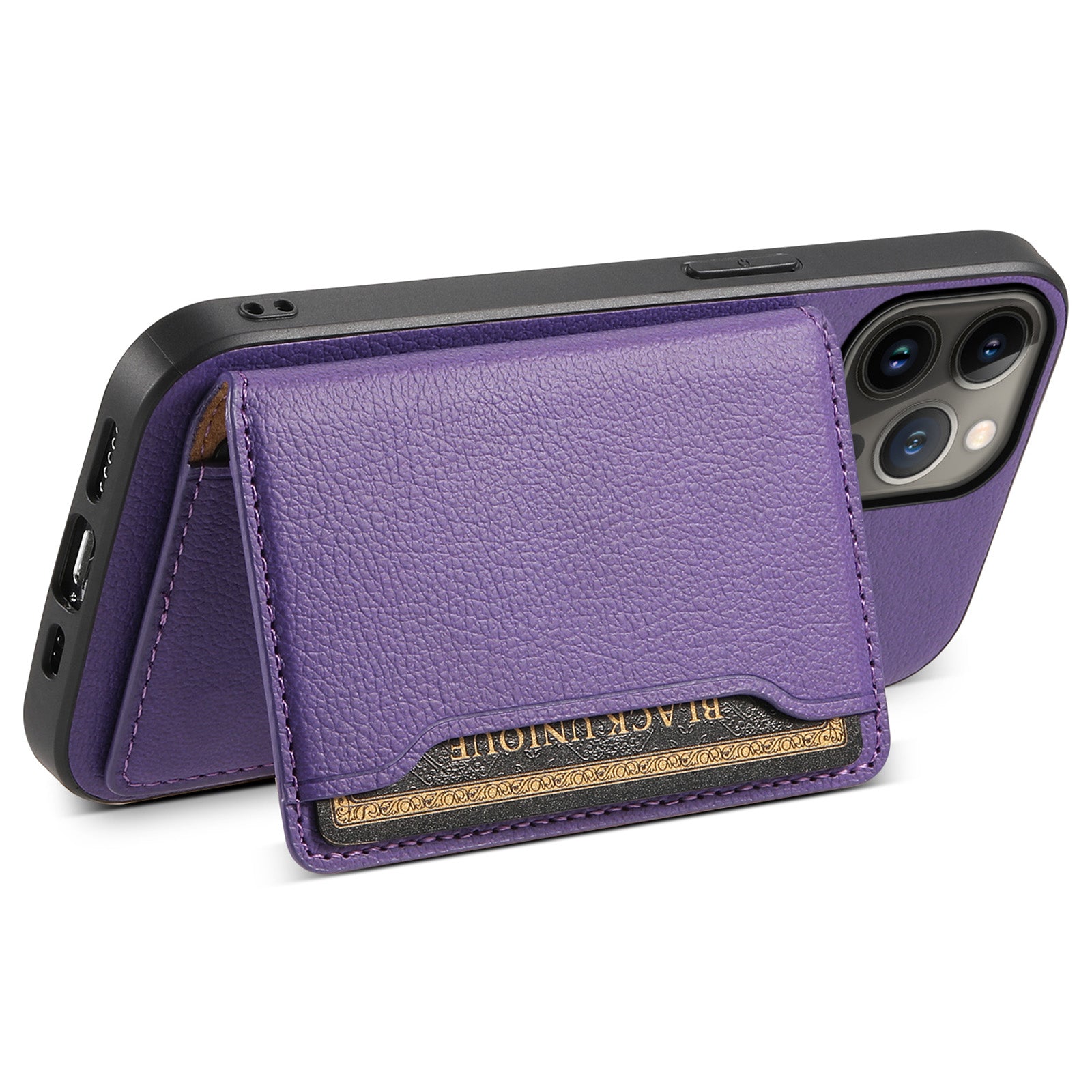 For iPhone 13 Pro Max Case Calf Texture PU Leather Back Cover with Card Holder