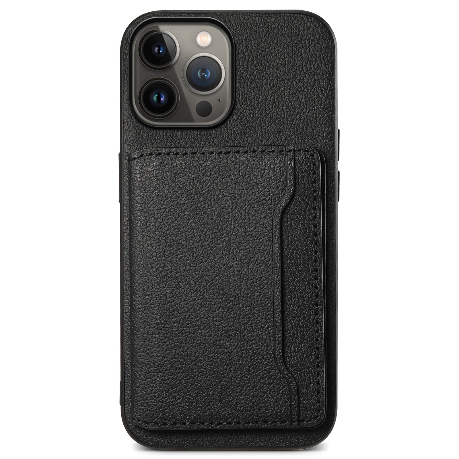 For iPhone 13 Pro Max Case Calf Texture PU Leather Back Cover with Card Holder
