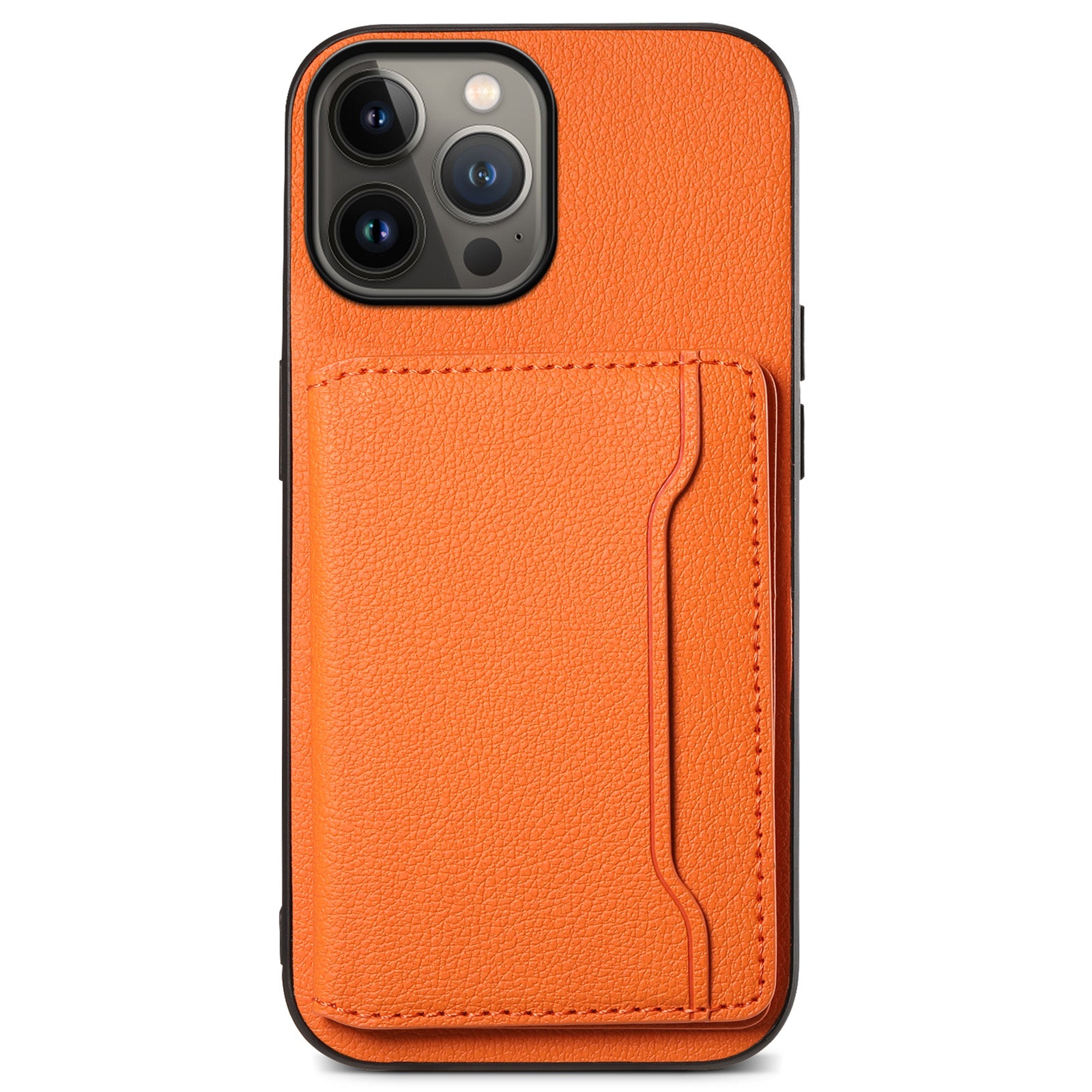 For iPhone 13 Pro Max Case Calf Texture PU Leather Back Cover with Card Holder