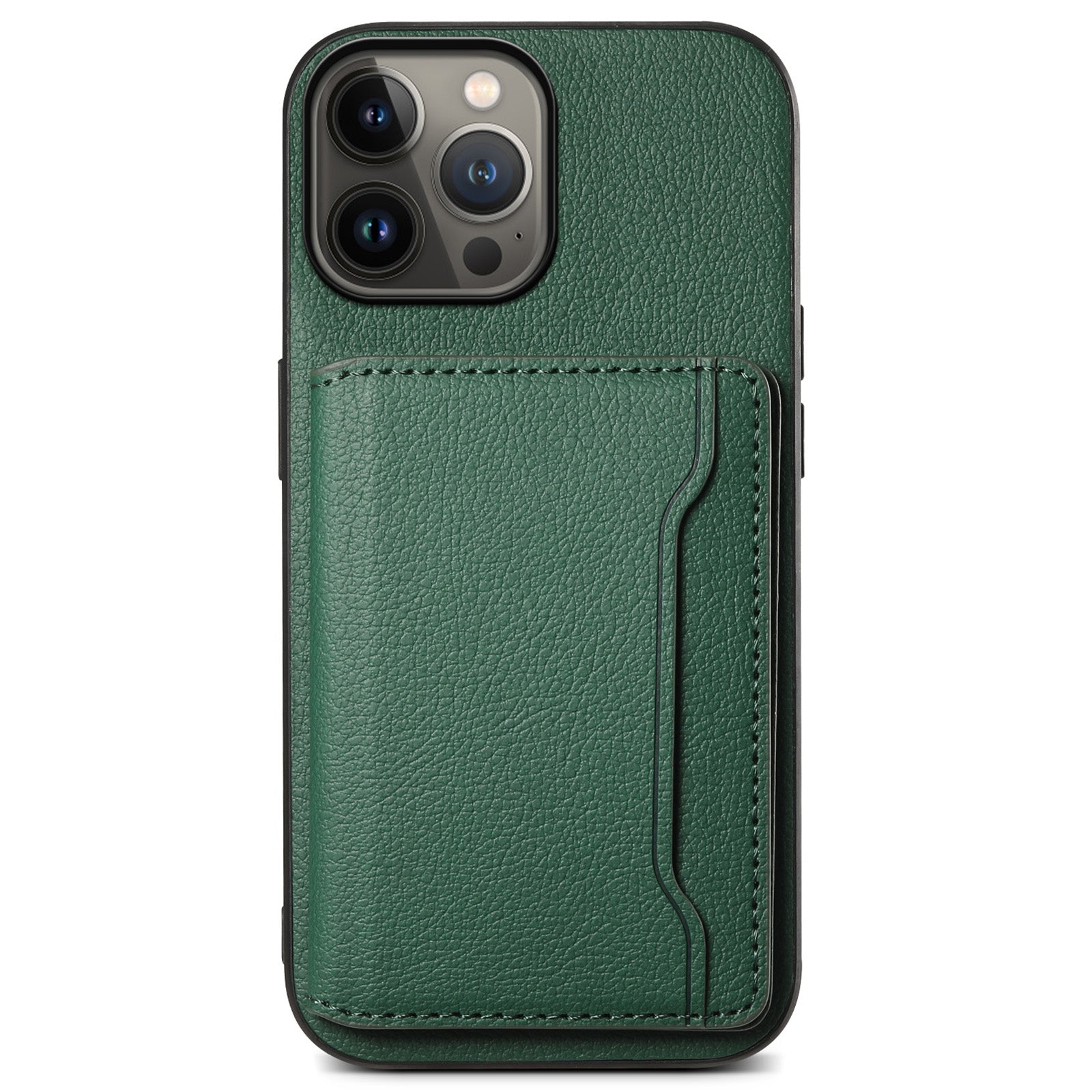 For iPhone 13 Pro Max Case Calf Texture PU Leather Back Cover with Card Holder