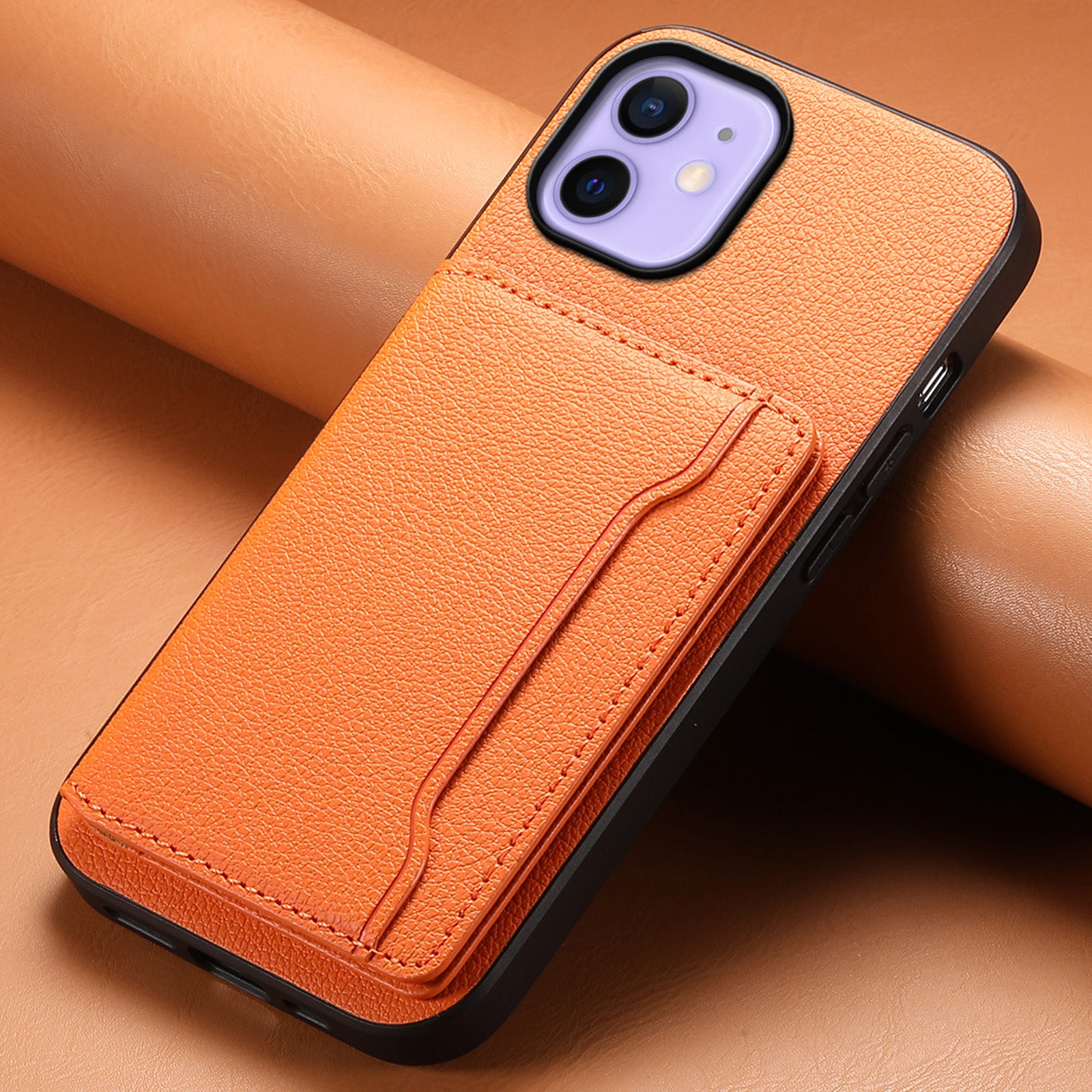 For iPhone 12 6.1 inch / 12 Pro 6.1 inch Case Anti-Scratch Calf Texture Phone Back Protector
