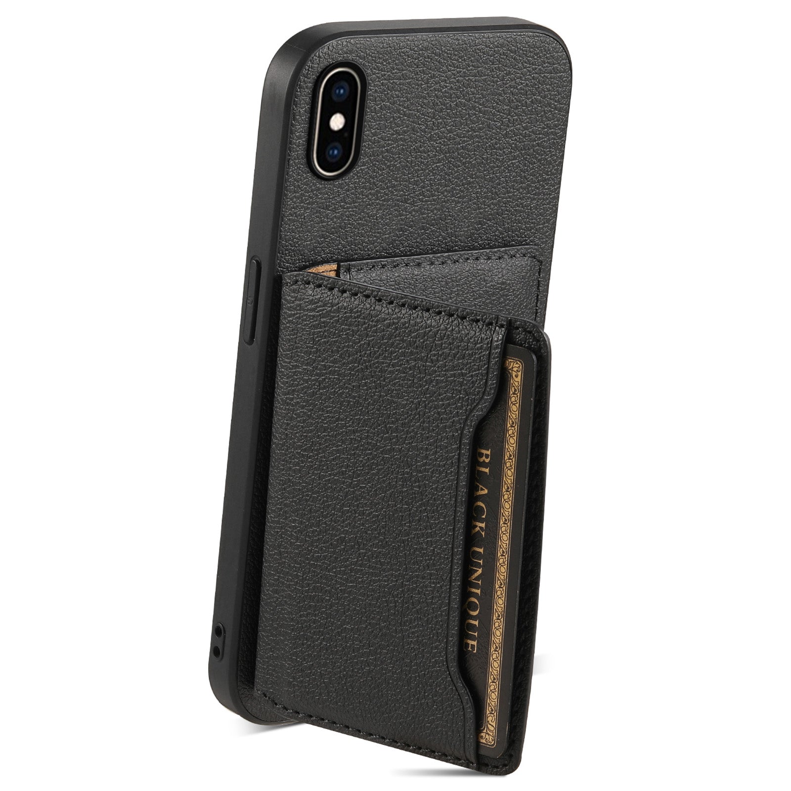 For iPhone XS Max Case Card Holder Ultra Slim PU Leather+PC+TPU Phone Cover