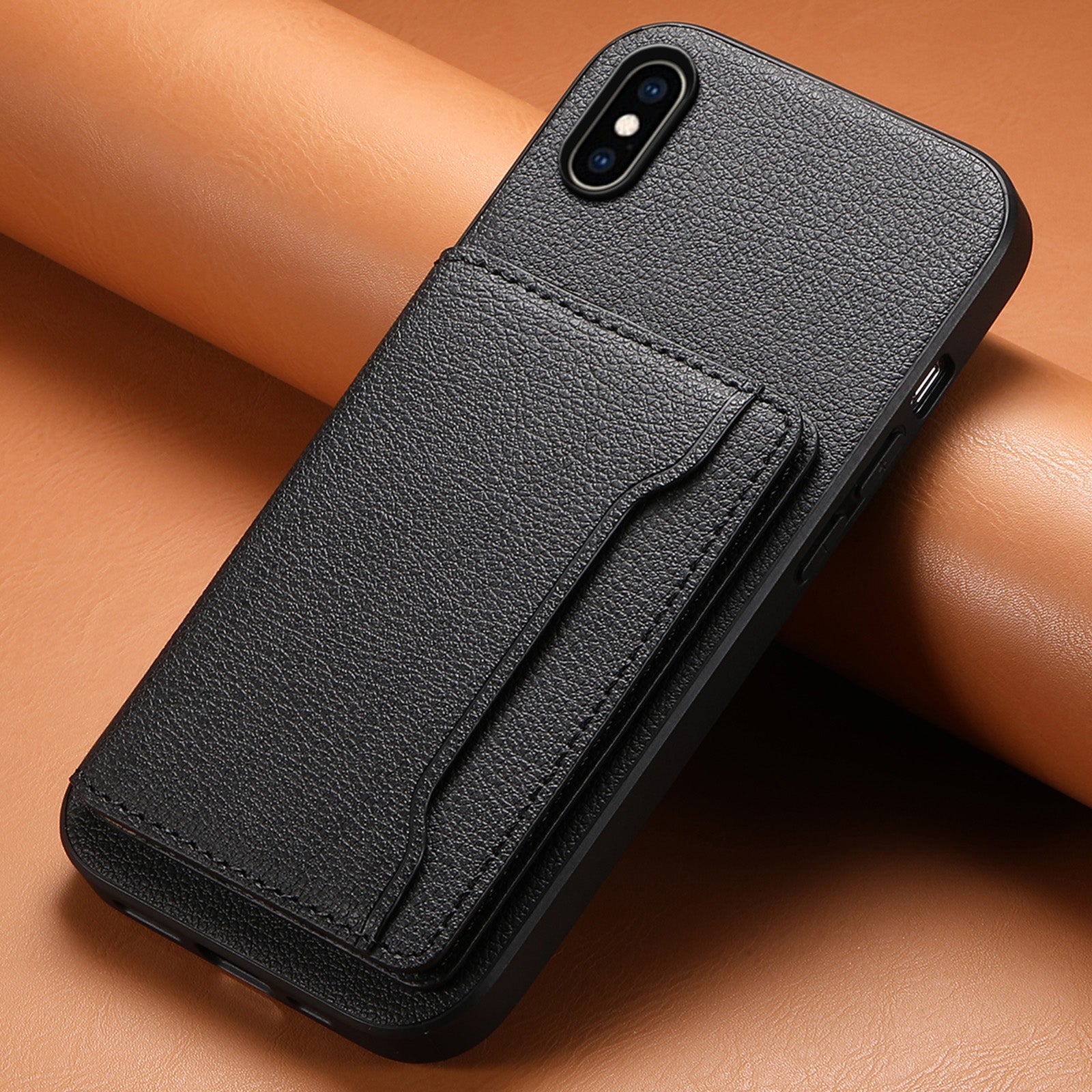 For iPhone XS Max Case Card Holder Ultra Slim PU Leather+PC+TPU Phone Cover