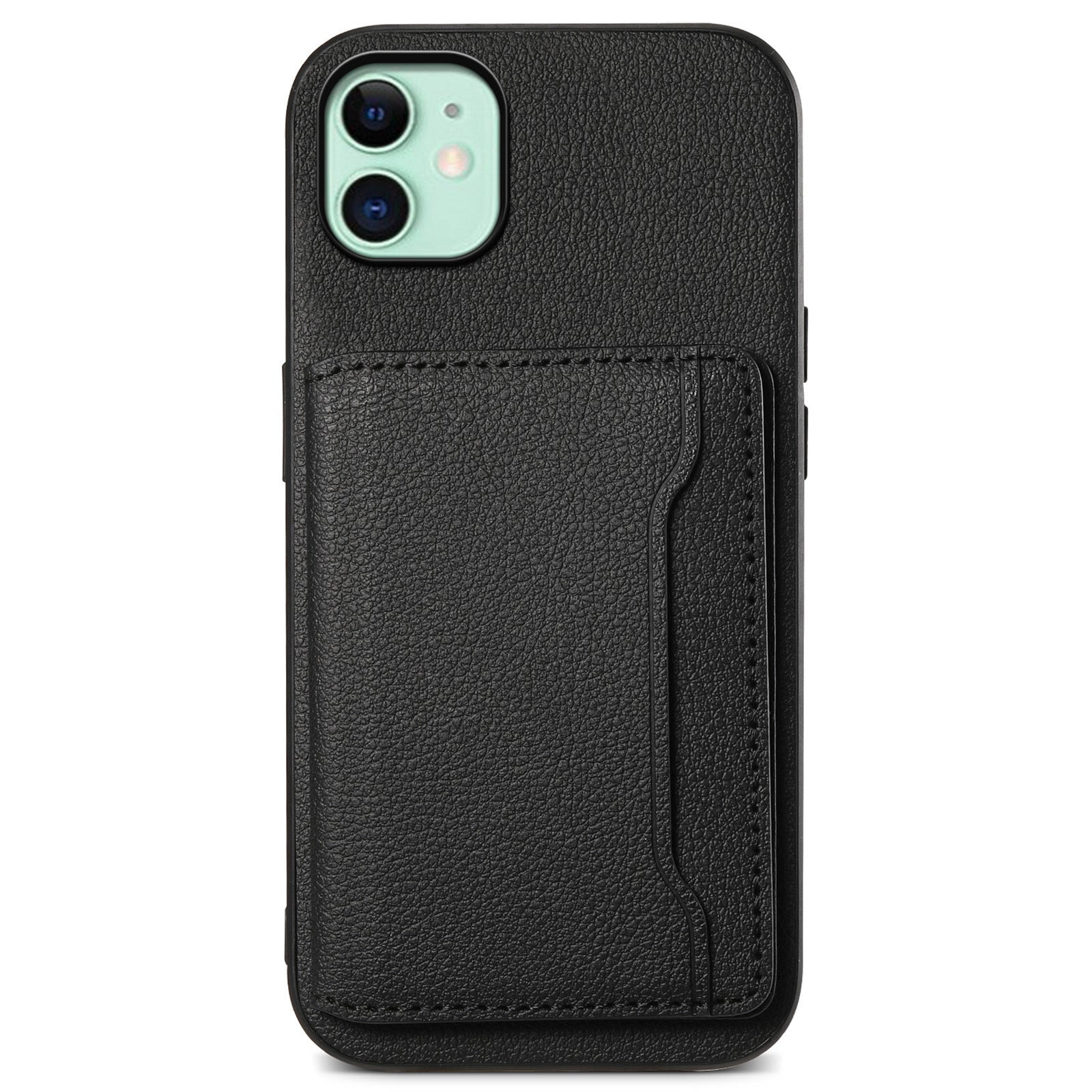 For iPhone 11 Case Leather+PC+TPU Kickstand Phone Shell with Card Holder