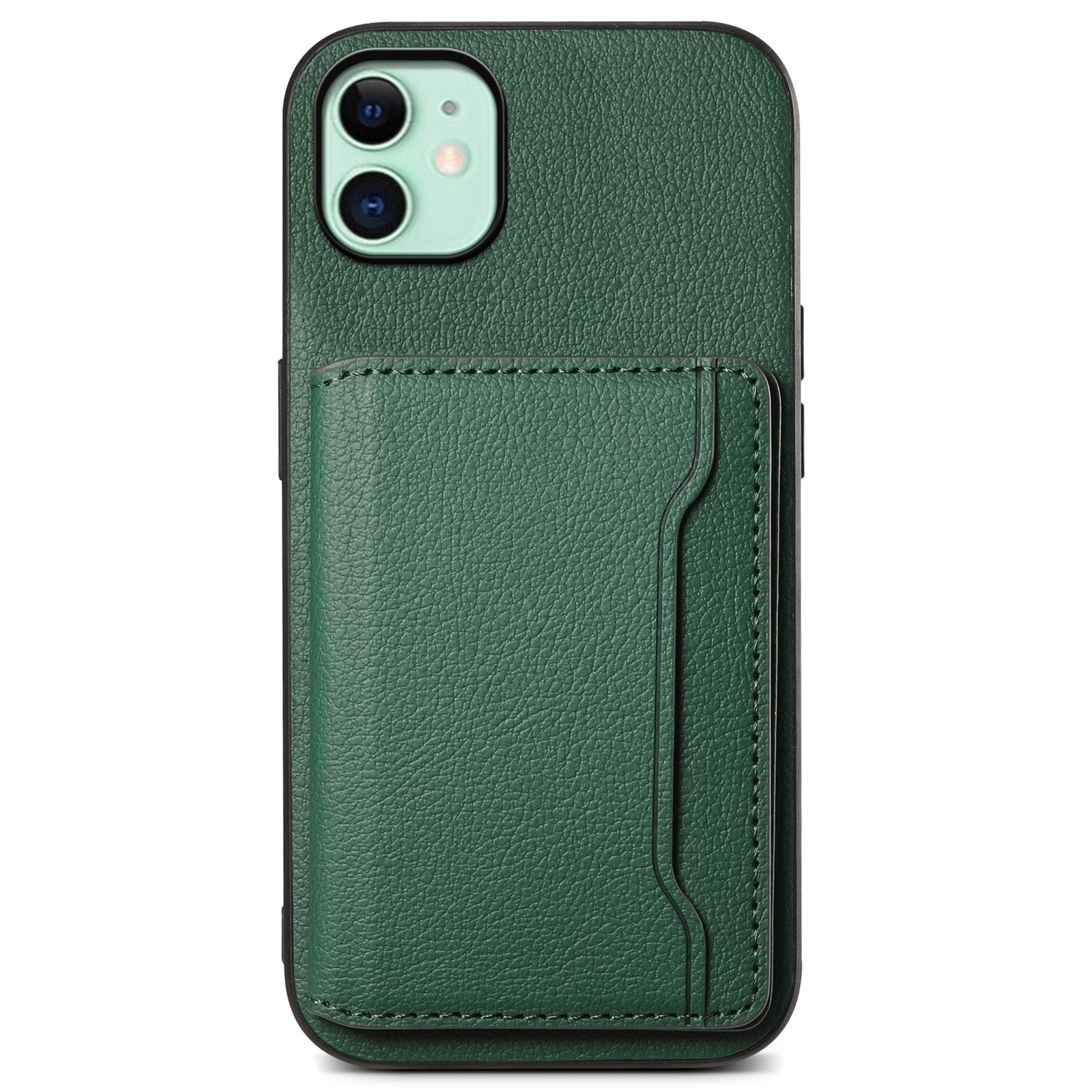 For iPhone 11 Case Leather+PC+TPU Kickstand Phone Shell with Card Holder