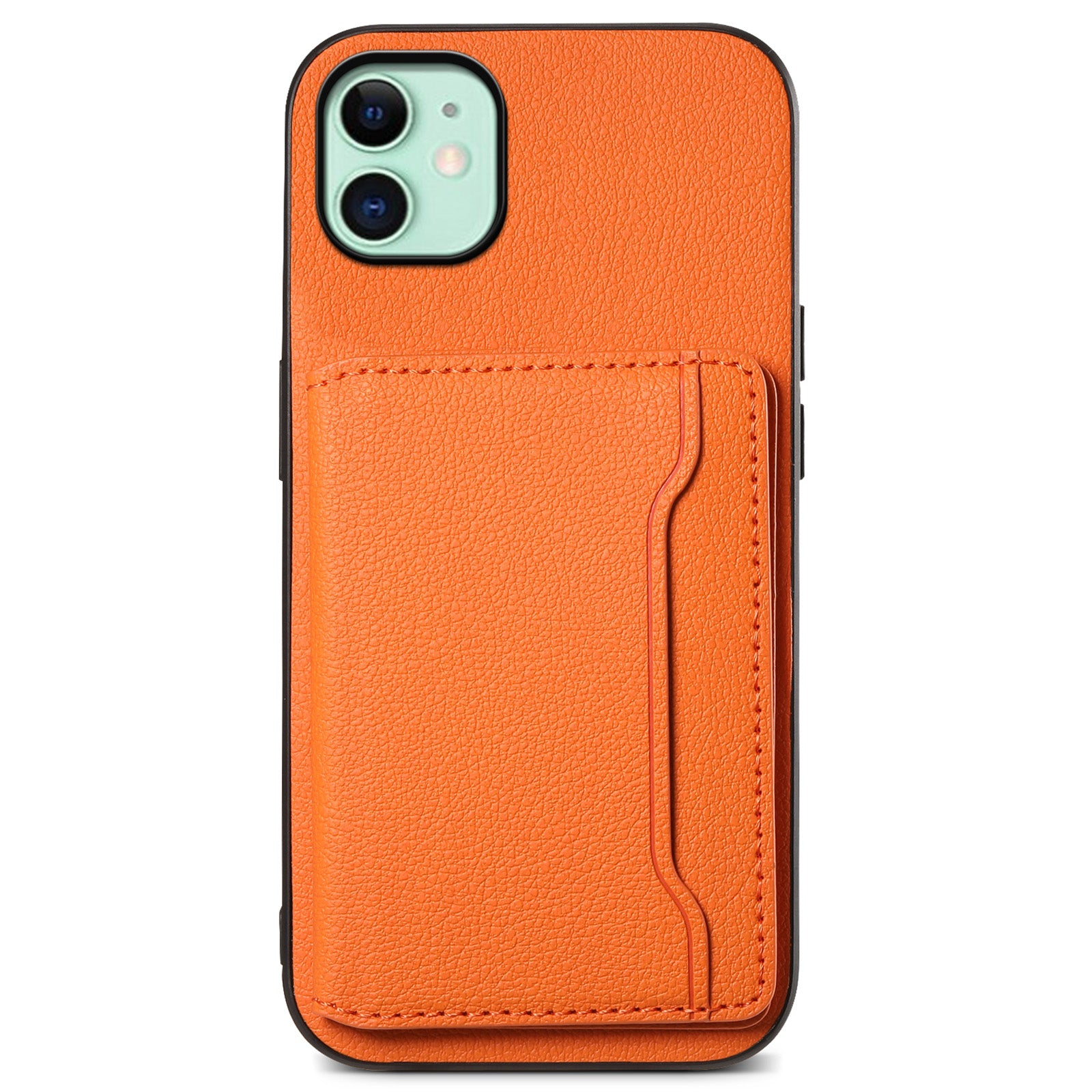 For iPhone 11 Case Leather+PC+TPU Kickstand Phone Shell with Card Holder