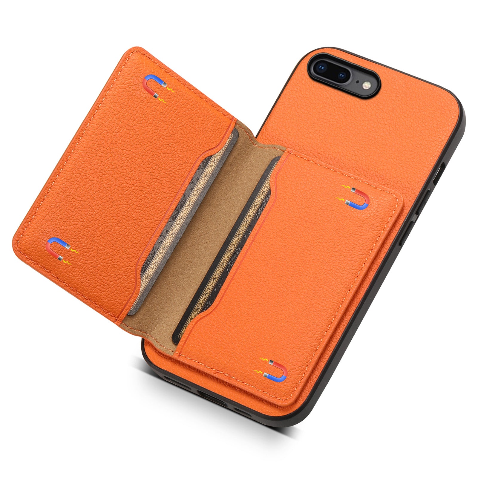 For iPhone 7 Plus / 8 Plus Case Card Slots PU Leather+PC+TPU Kickstand Phone Cover