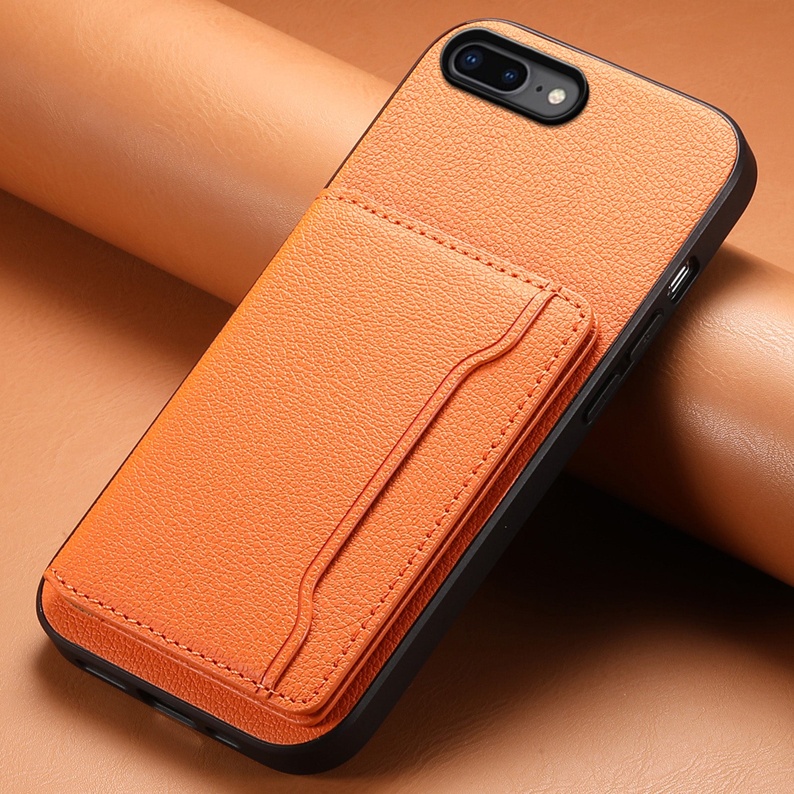 For iPhone 7 Plus / 8 Plus Case Card Slots PU Leather+PC+TPU Kickstand Phone Cover