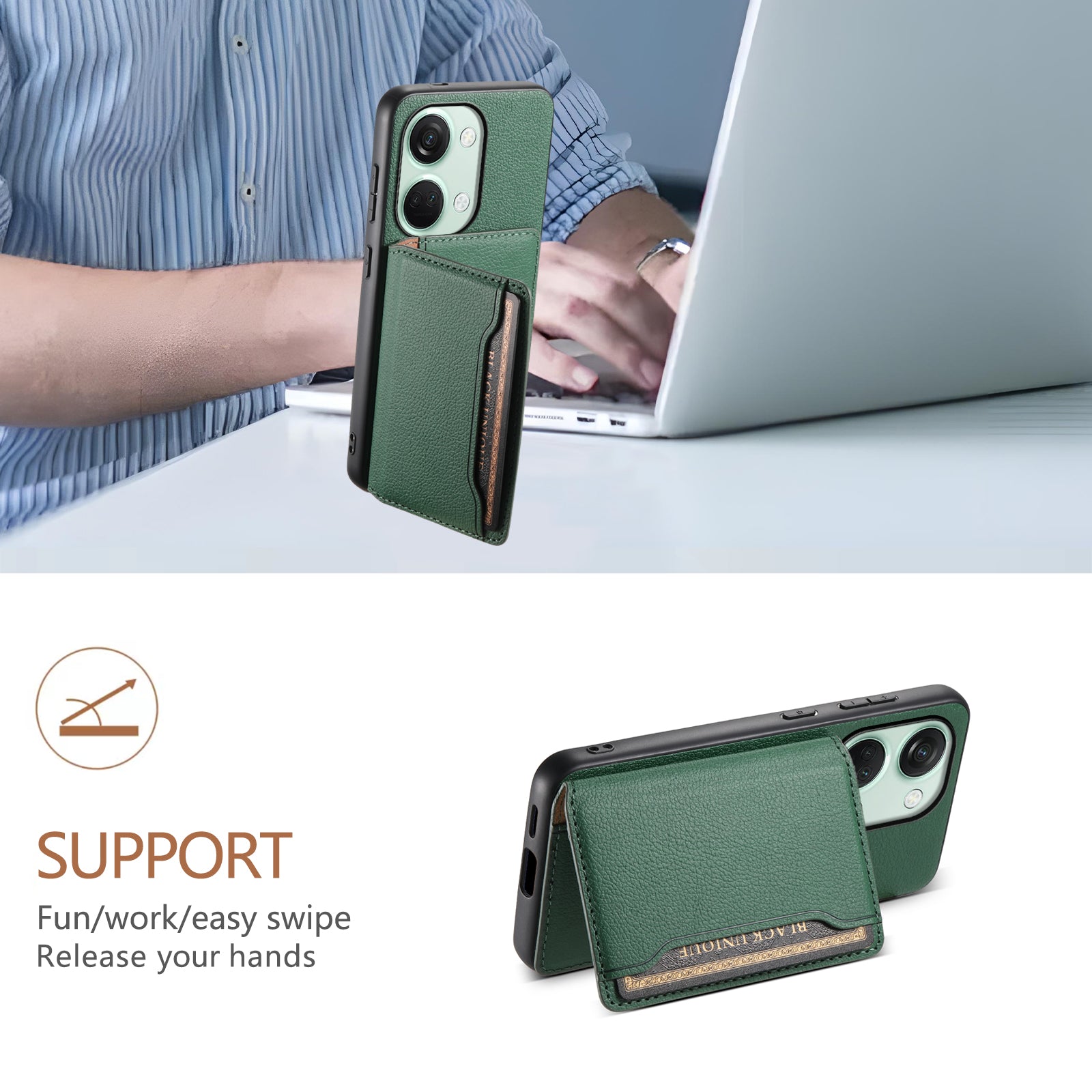 For OnePlus Ace 2V / Nord 3 5G Phone Case Leather+PC+TPU Card Slot Protective Shell