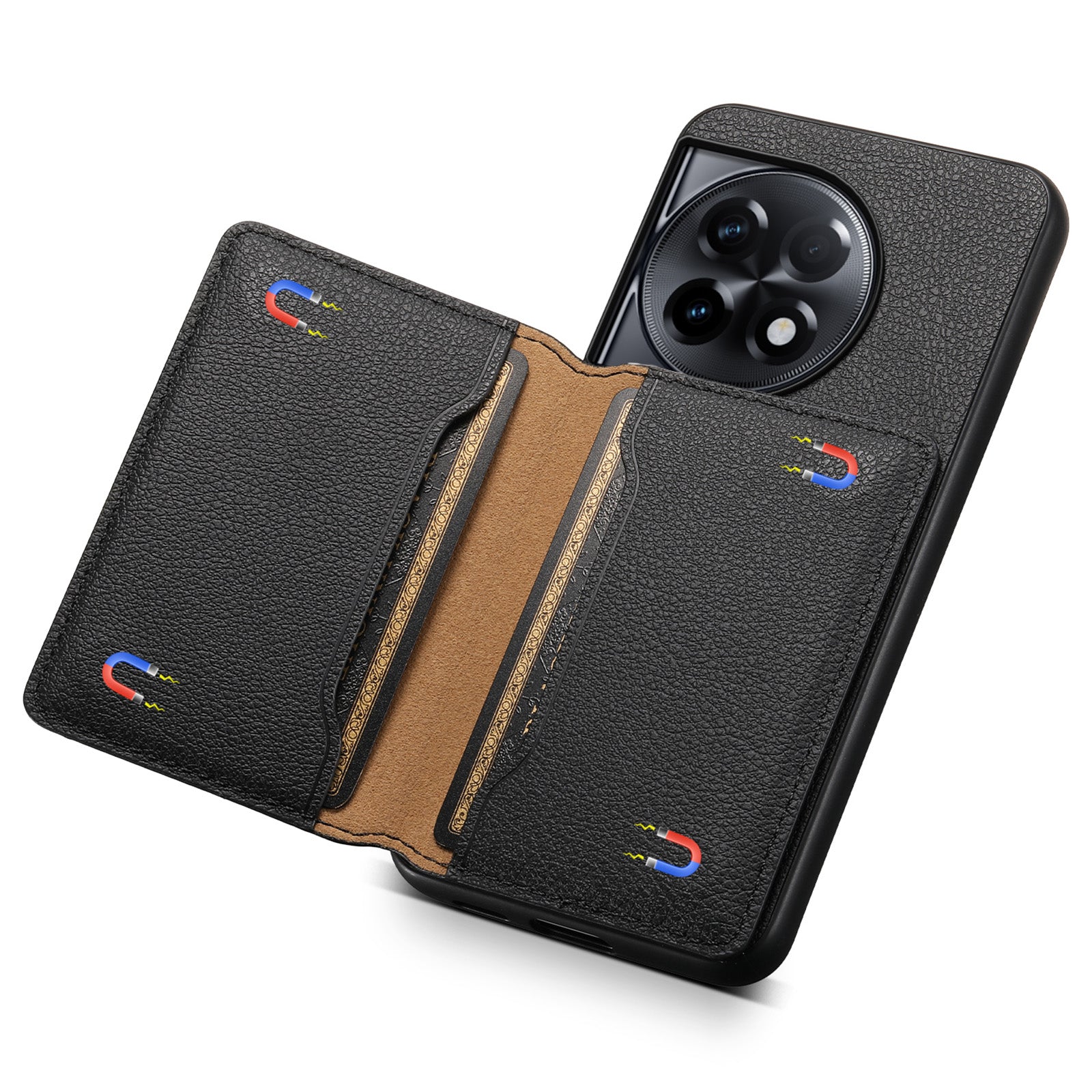For OnePlus Ace 2 5G / 11R 5G Case Calf Texture Leather Coated PC+TPU Cover with Card Slots