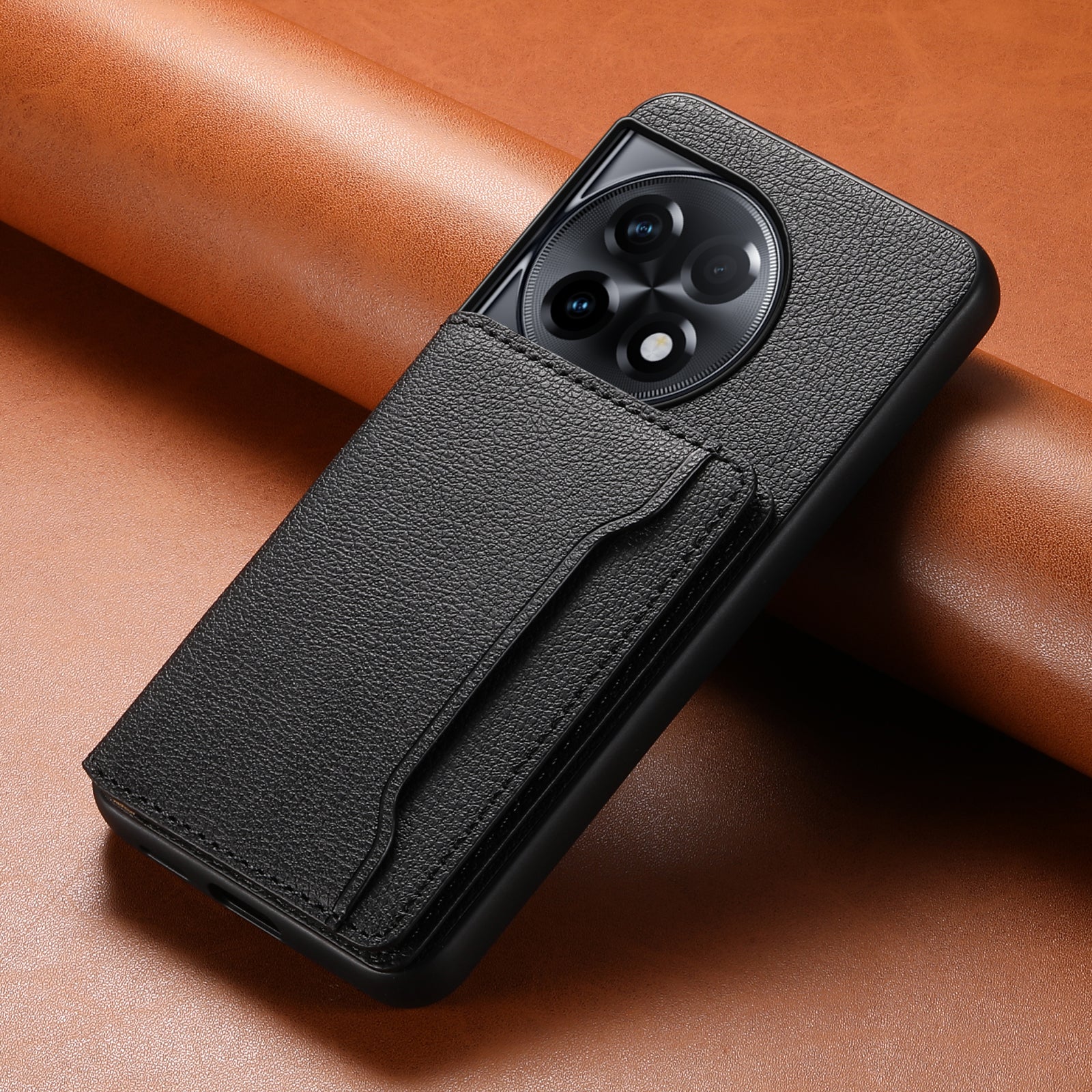 For OnePlus Ace 2 5G / 11R 5G Case Calf Texture Leather Coated PC+TPU Cover with Card Slots