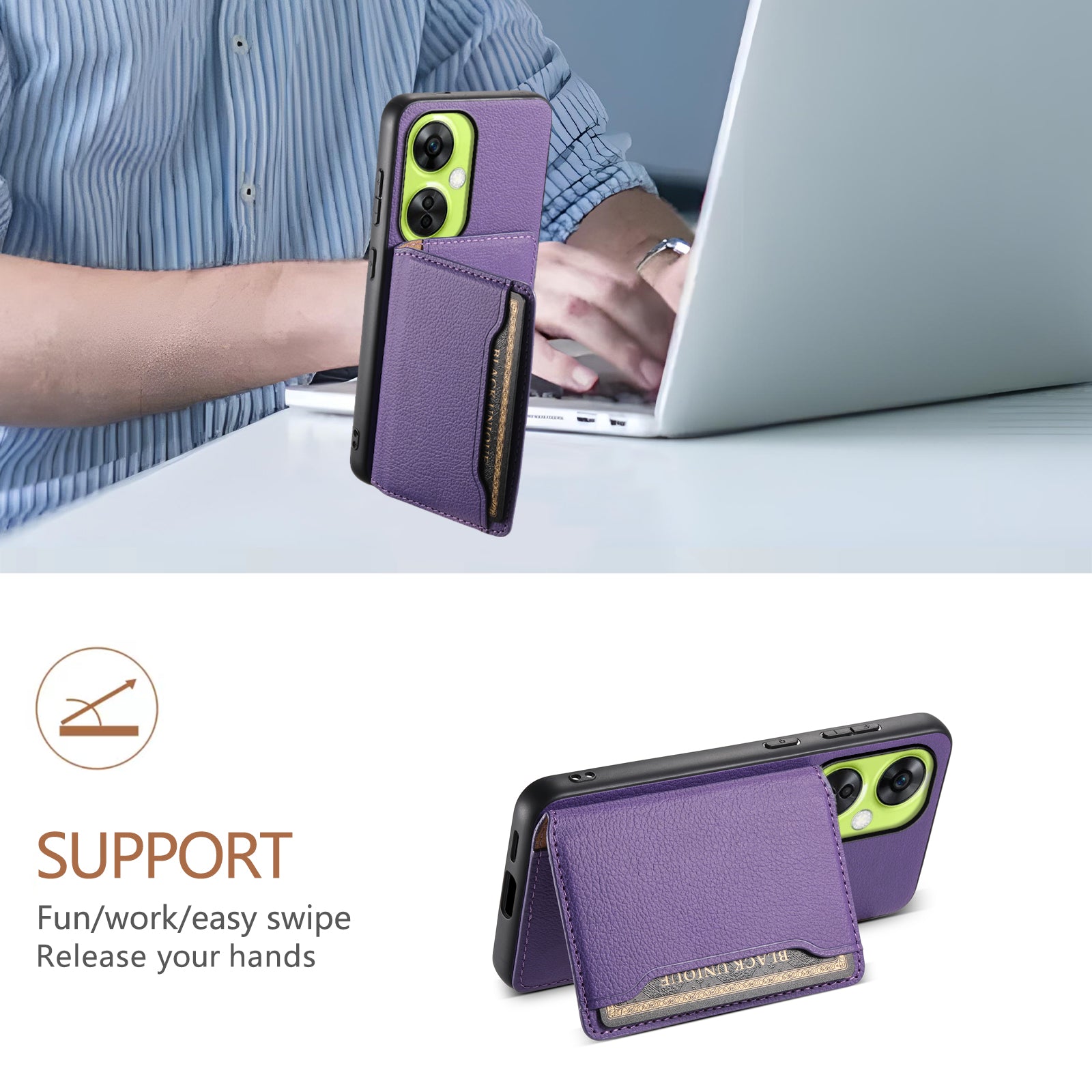 For OnePlus Nord CE 3 Lite 5G / Nord N30 5G Case PU Leather+PC+TPU Card Holder Phone Cover