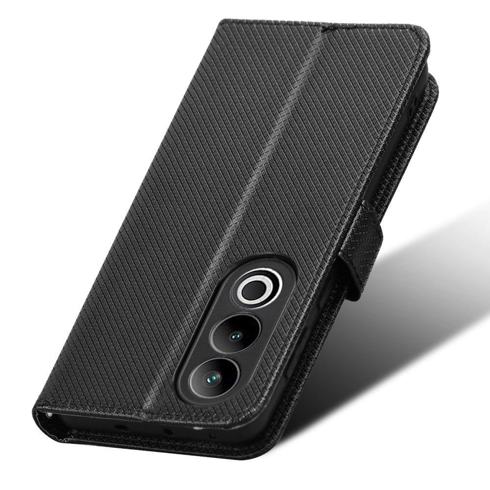 For OnePlus Ace 3V 5G / Nord CE4 5G Case Diamond Texture Folio Stand Phone Cover with Wrist Strap