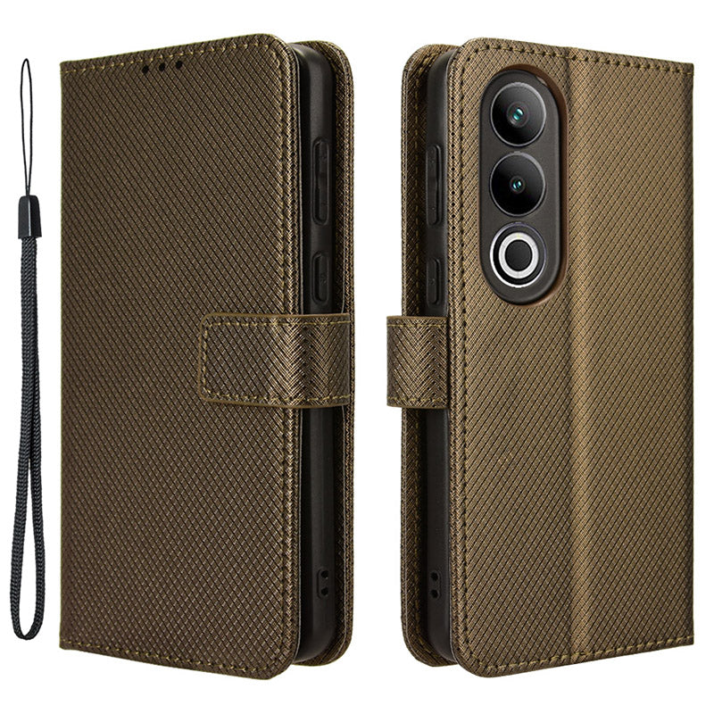 For OnePlus Ace 3V 5G / Nord CE4 5G Case Diamond Texture Folio Stand Phone Cover with Wrist Strap
