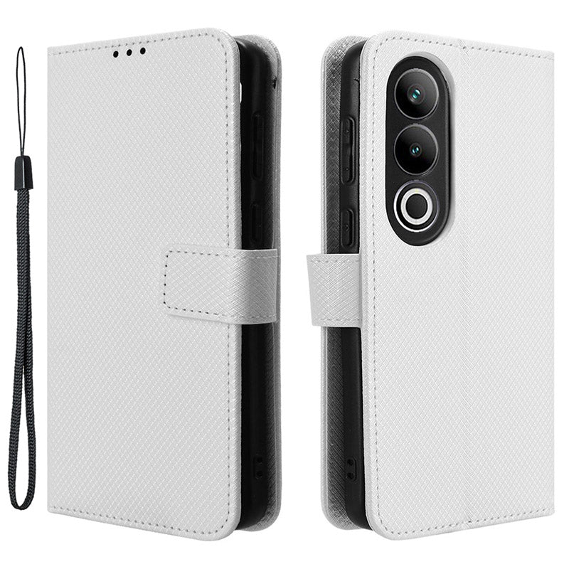 For OnePlus Ace 3V 5G / Nord CE4 5G Case Diamond Texture Folio Stand Phone Cover with Wrist Strap