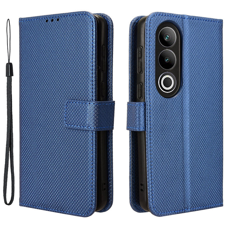 For OnePlus Ace 3V 5G / Nord CE4 5G Case Diamond Texture Folio Stand Phone Cover with Wrist Strap