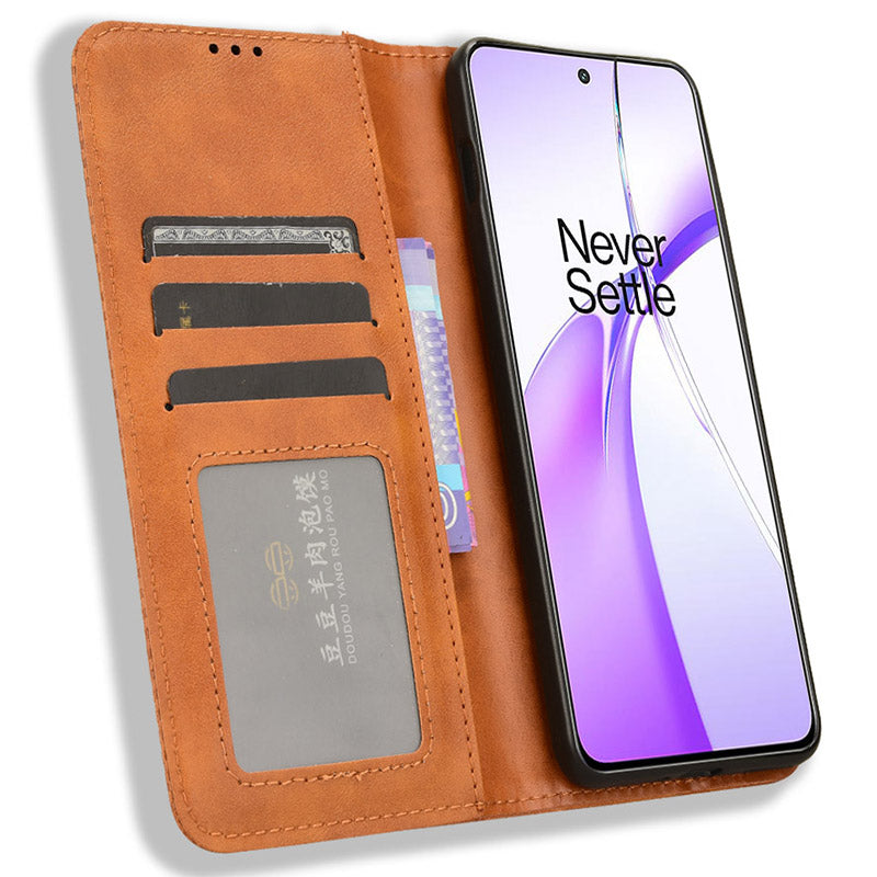 For OnePlus Ace 3V 5G / Nord CE4 5G Wallet Case Retro Leather Magnetic Closing Phone Cover