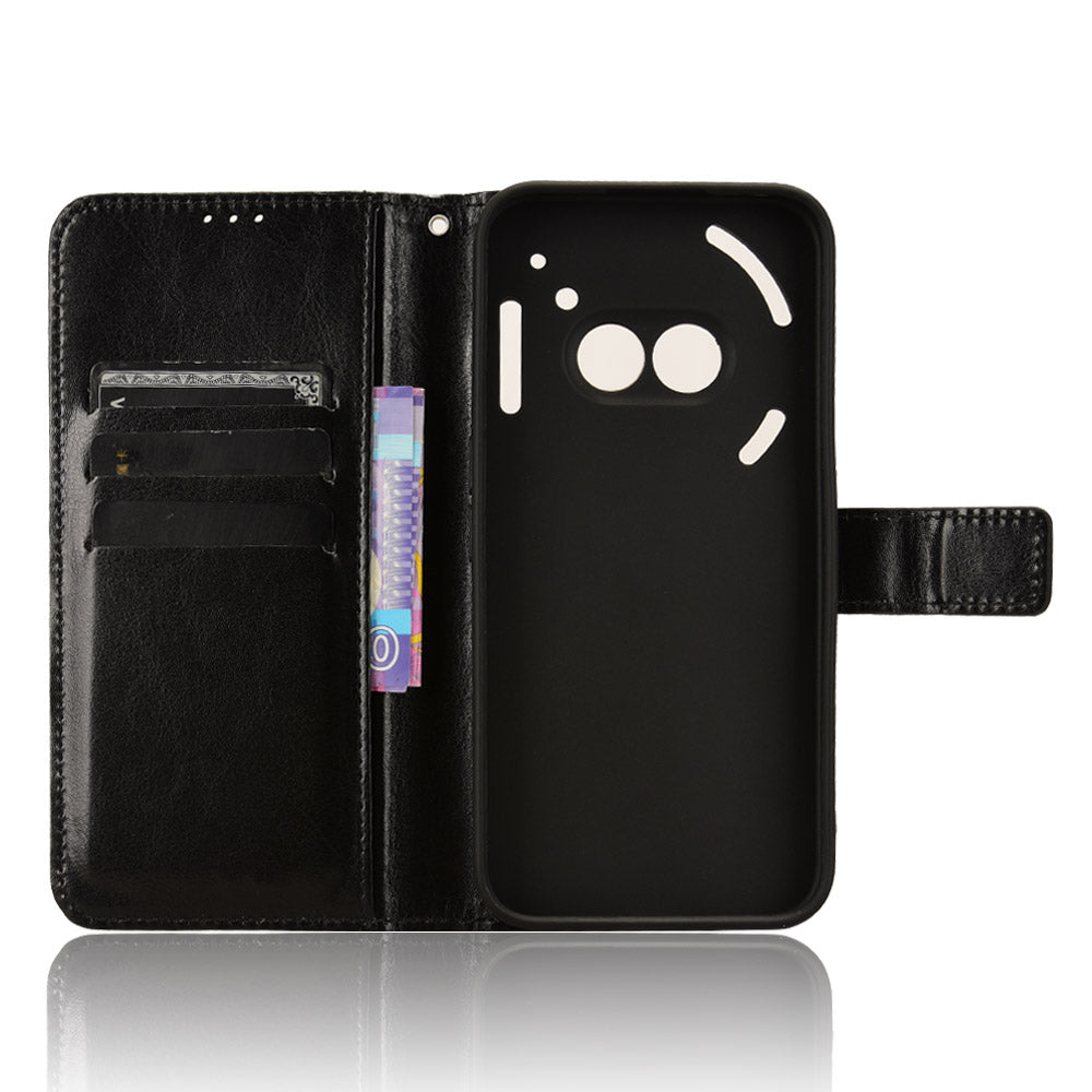 For Nothing Phone (2a) Wallet Case Crazy Horse Texture Folio Stand Phone Cover