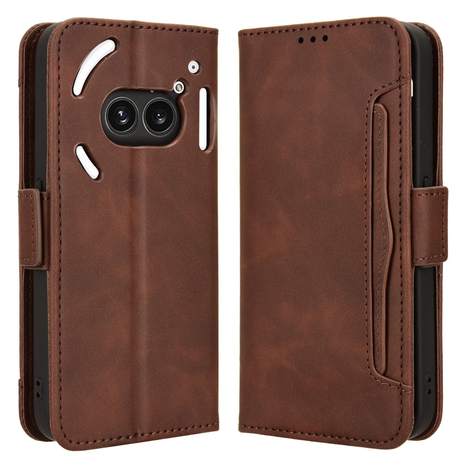 For Nothing Phone (2a) Leather Case Multiple Card Slots Magnetic Closure Phone Cover