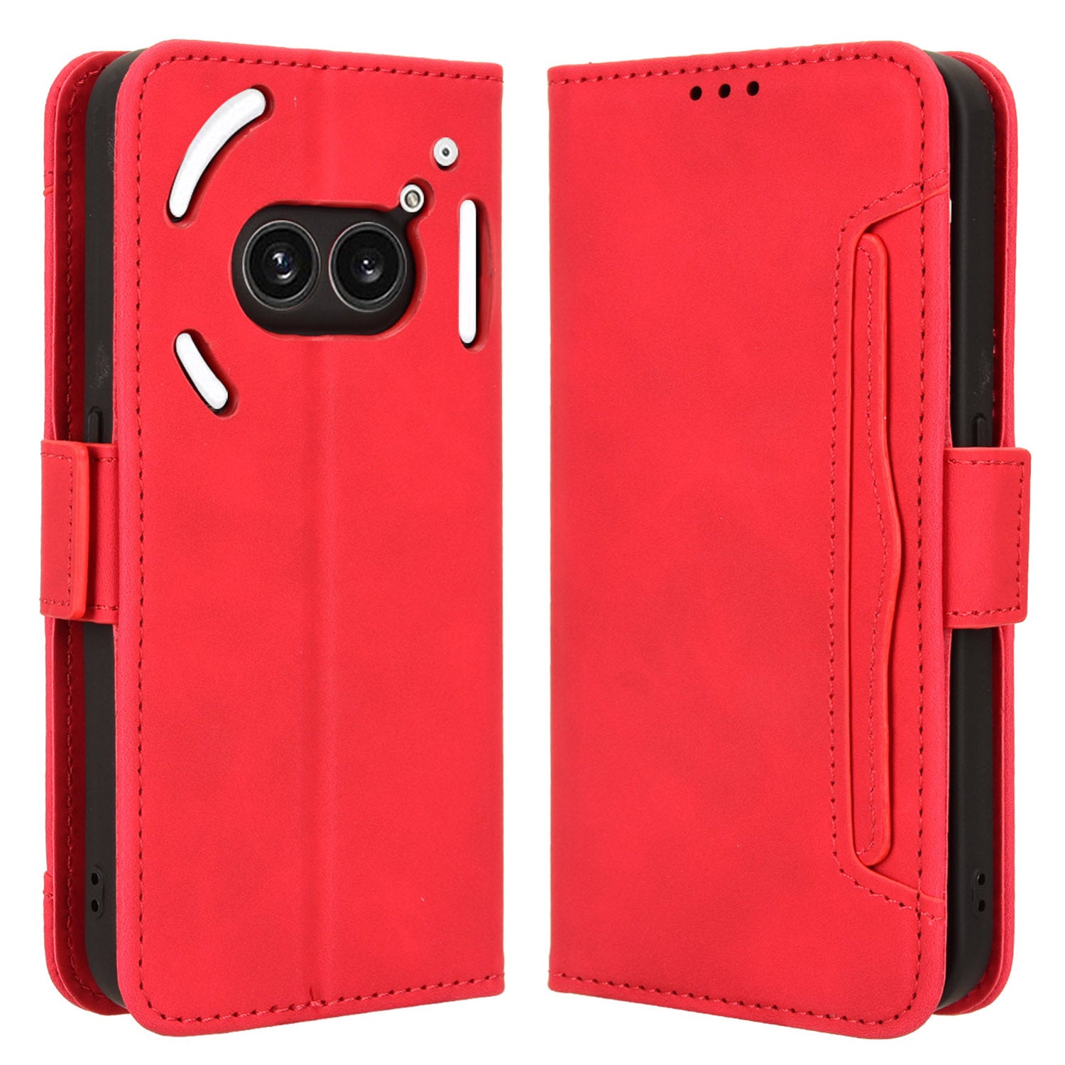 For Nothing Phone (2a) Leather Case Multiple Card Slots Magnetic Closure Phone Cover