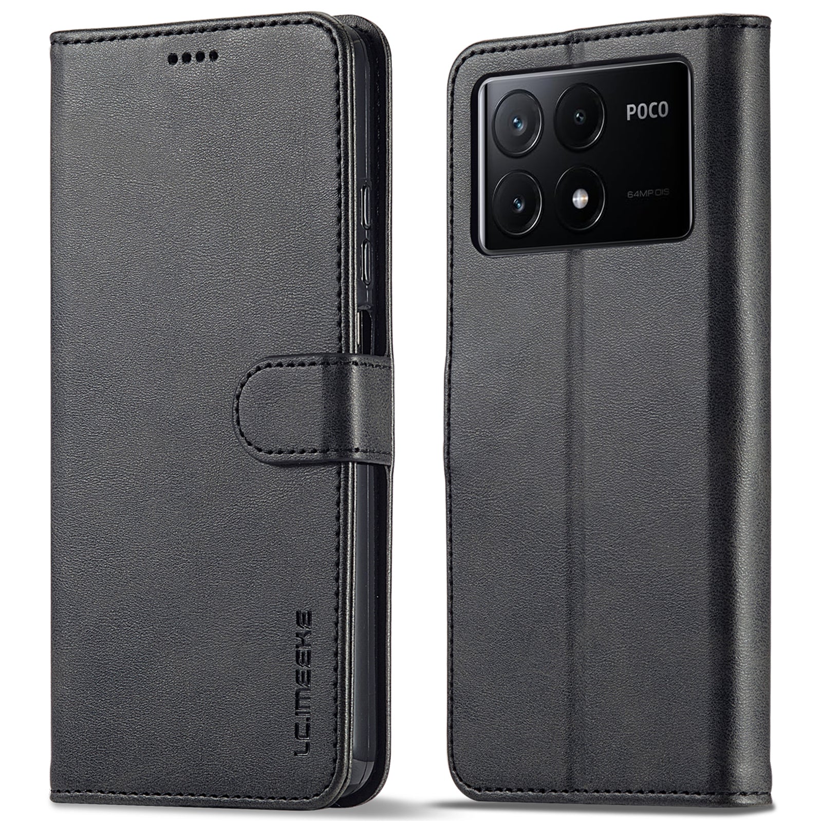 LC.IMEEKE For Xiaomi Poco X6 Pro 5G / Redmi K70E 5G Case Calf Texture Leather Wallet Flip Phone Cover